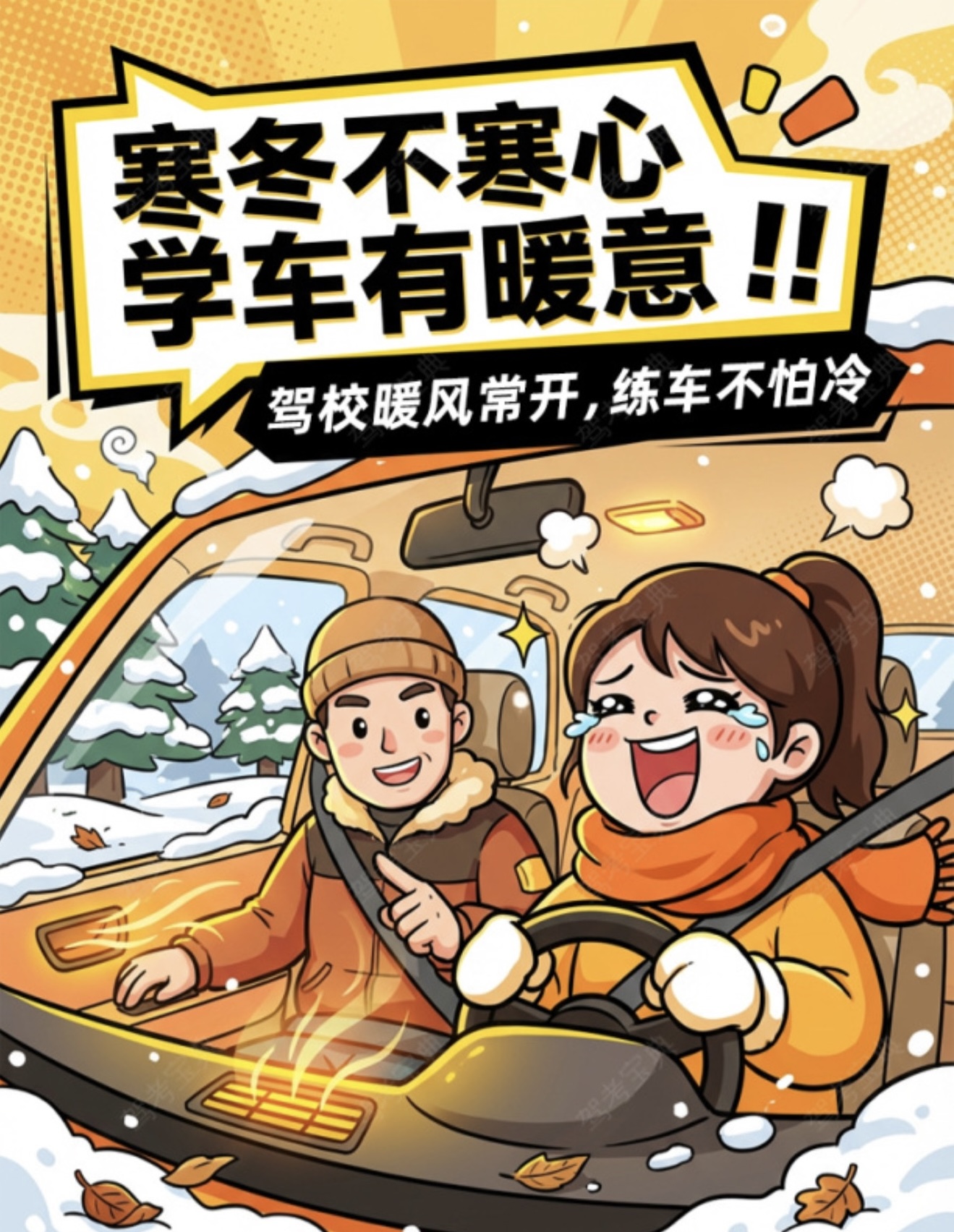 😜冬天学车的快乐，谁学谁知道 🥶外面冻得