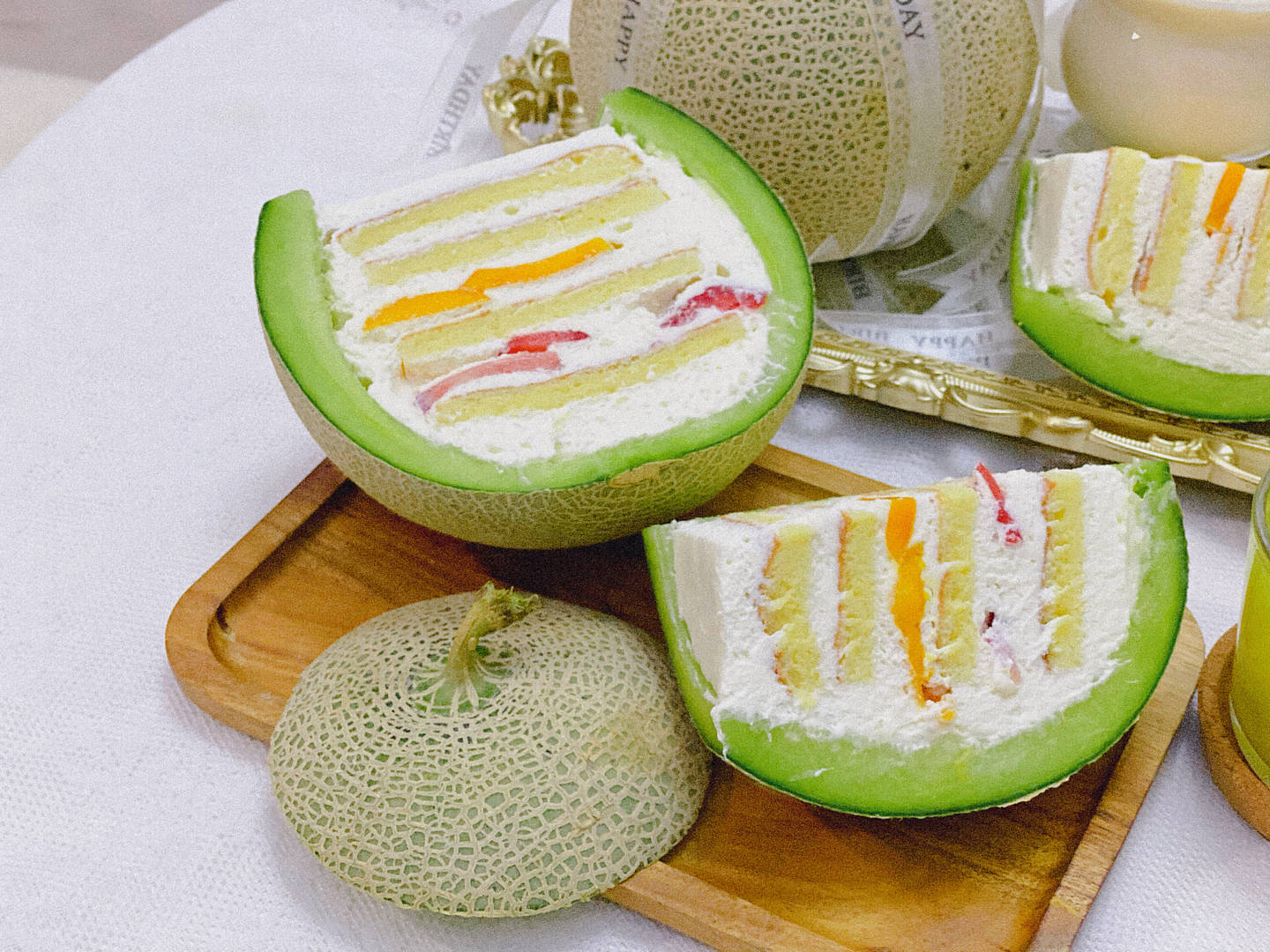 🍈当玫珑蜜瓜遇上绵密奶油💫清甜爽口与顺滑 配图1