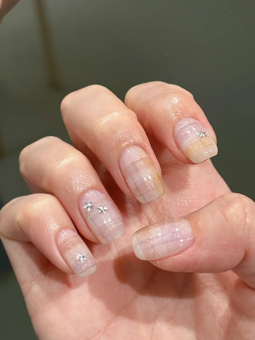 💗 春日感满满的粉色格纹 渐变点缀小星星