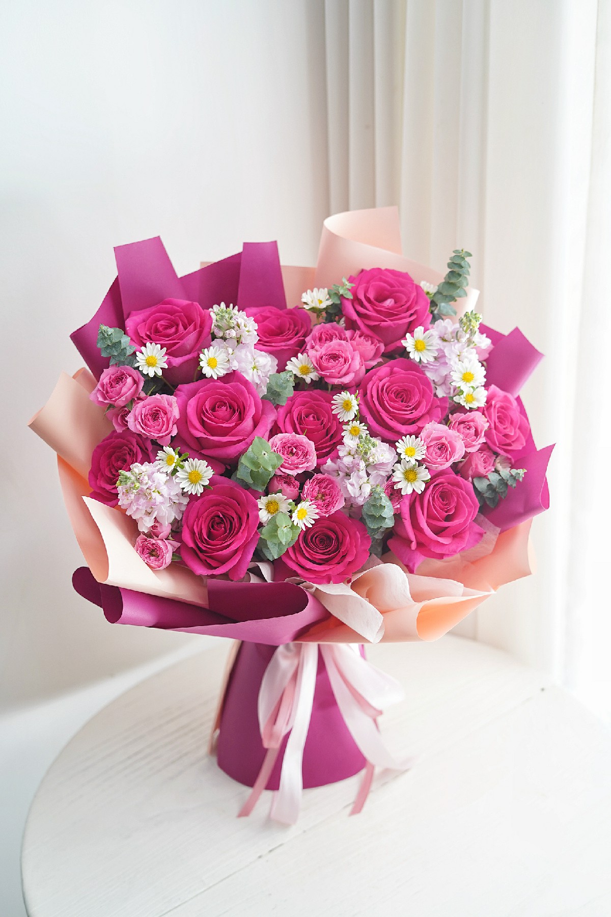弗洛伊德混搭花束💐 玫红的玫瑰💕是浪漫的 配图2