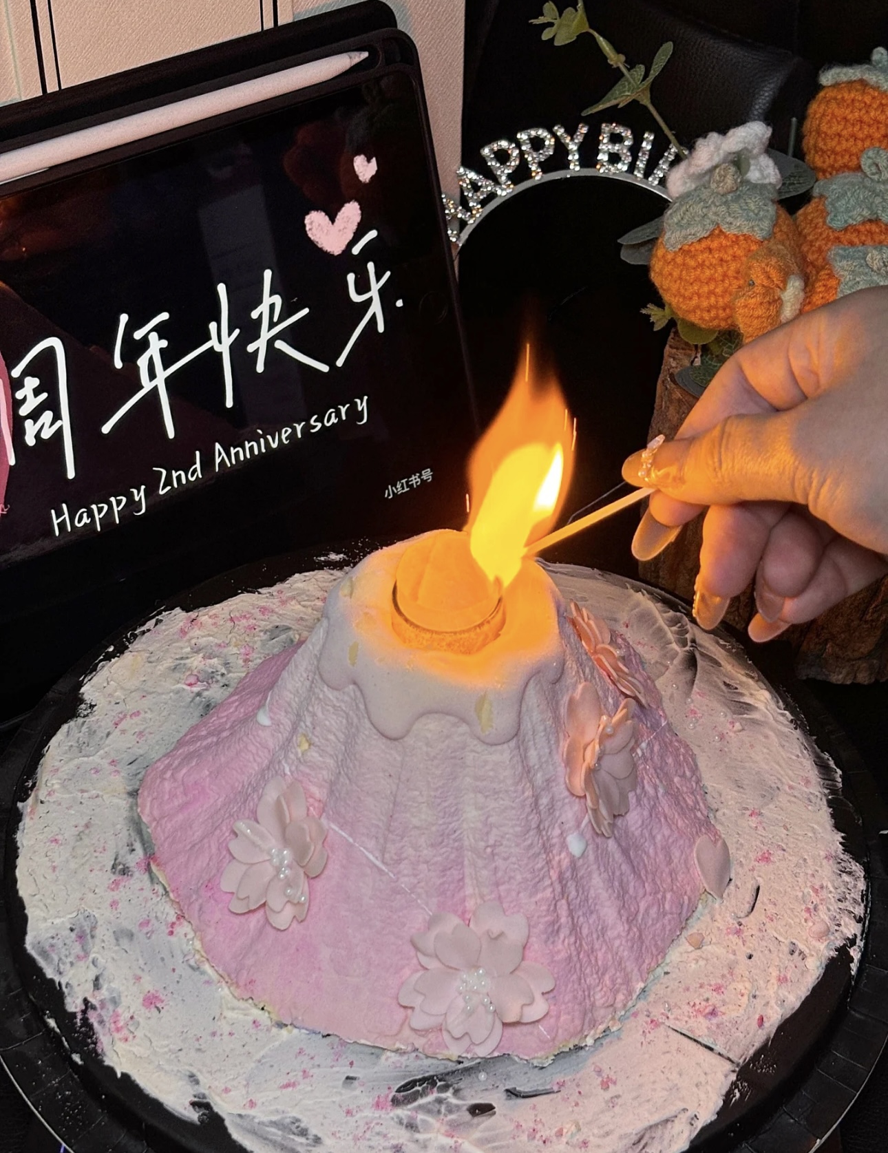 家人们，被这款樱花粉火山蛋糕美晕！🌸梦幻 配图3