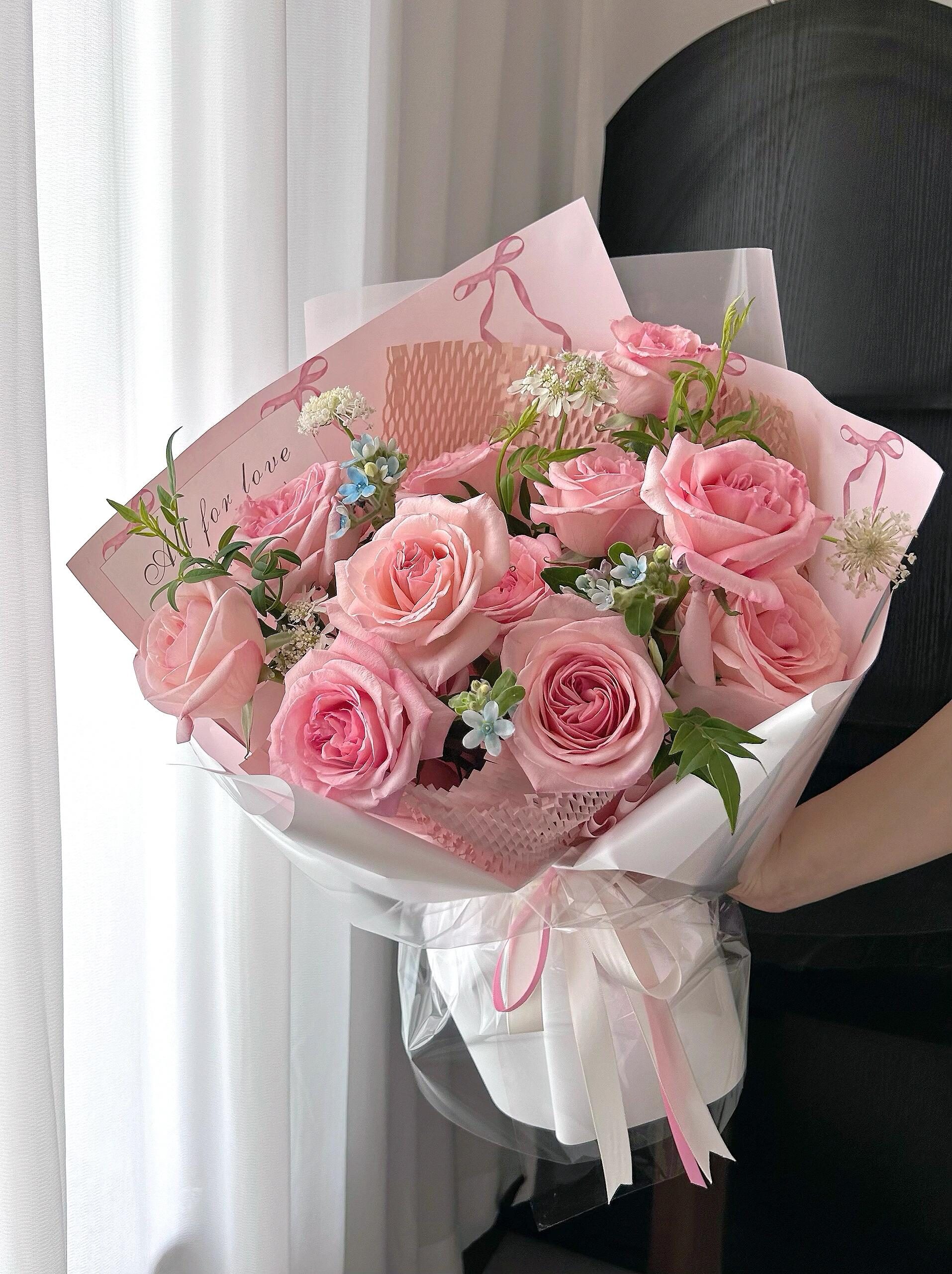 520粉色花束💐 蝴蝶结+粉色=少女心的 配图1