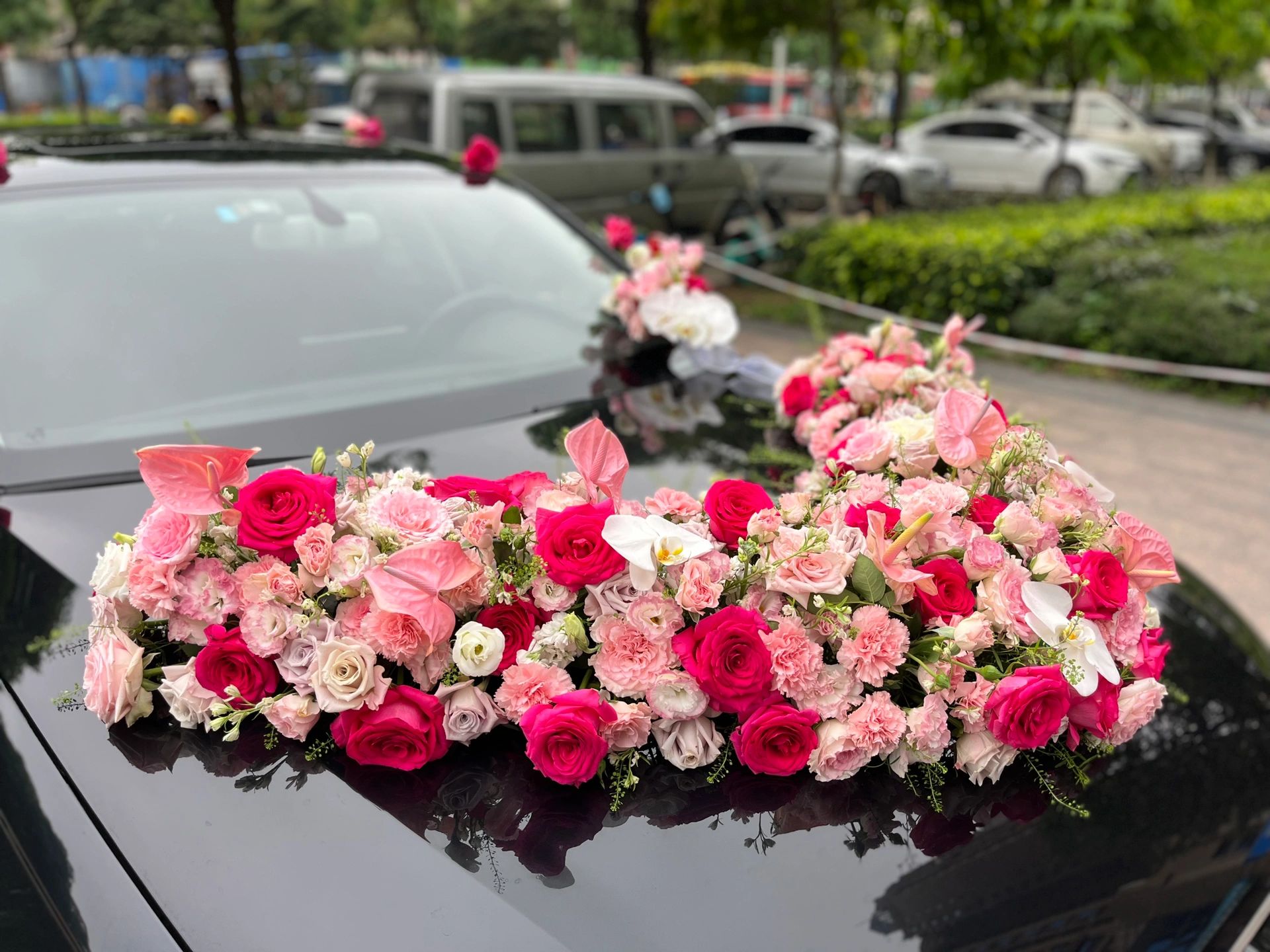 客订V型婚车花 玫粉色系的配色真的太高级 配图1