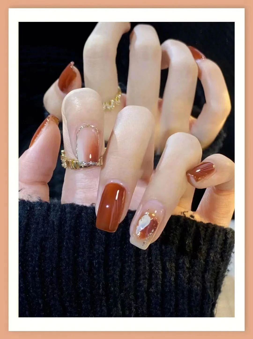 焦糖琥珀晕染美甲💅 棕色搭配琥珀的晕染 