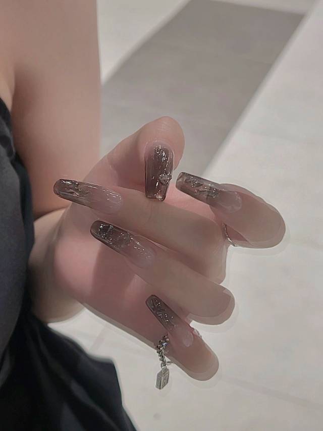 双向暗恋💞｜冰透紫冰透黑渐变延长美甲 配图1