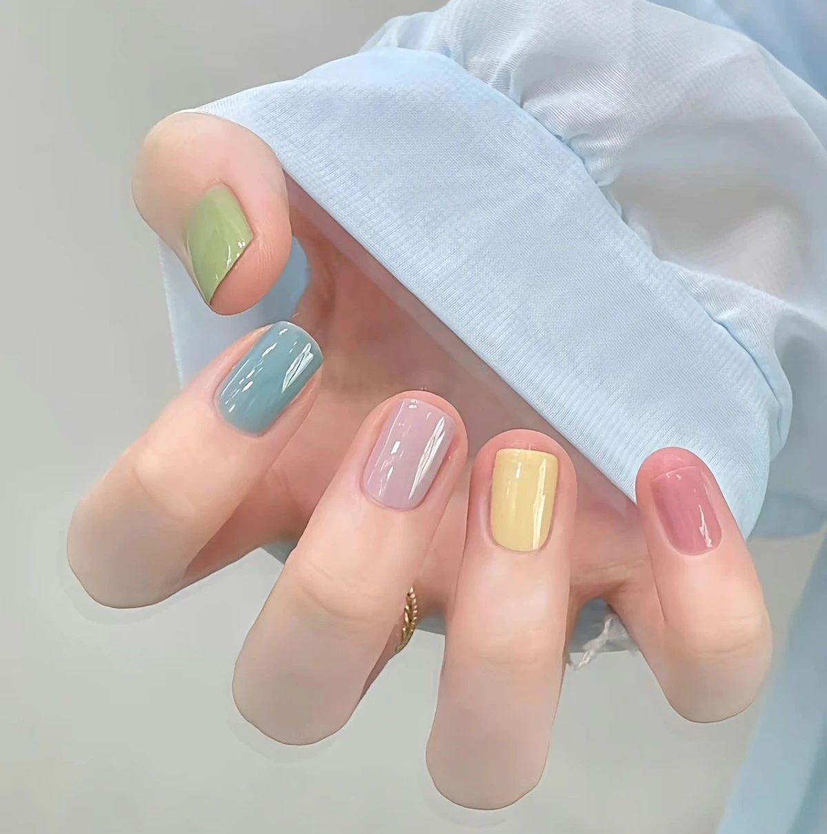 夏日彩虹糖果美甲🍬 莫兰迪少女配色 真的