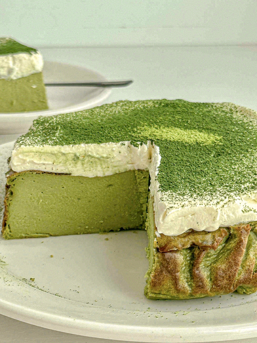 🍃绿油油的流心抹茶巴斯克芝士蛋糕🍰，简约 配图3