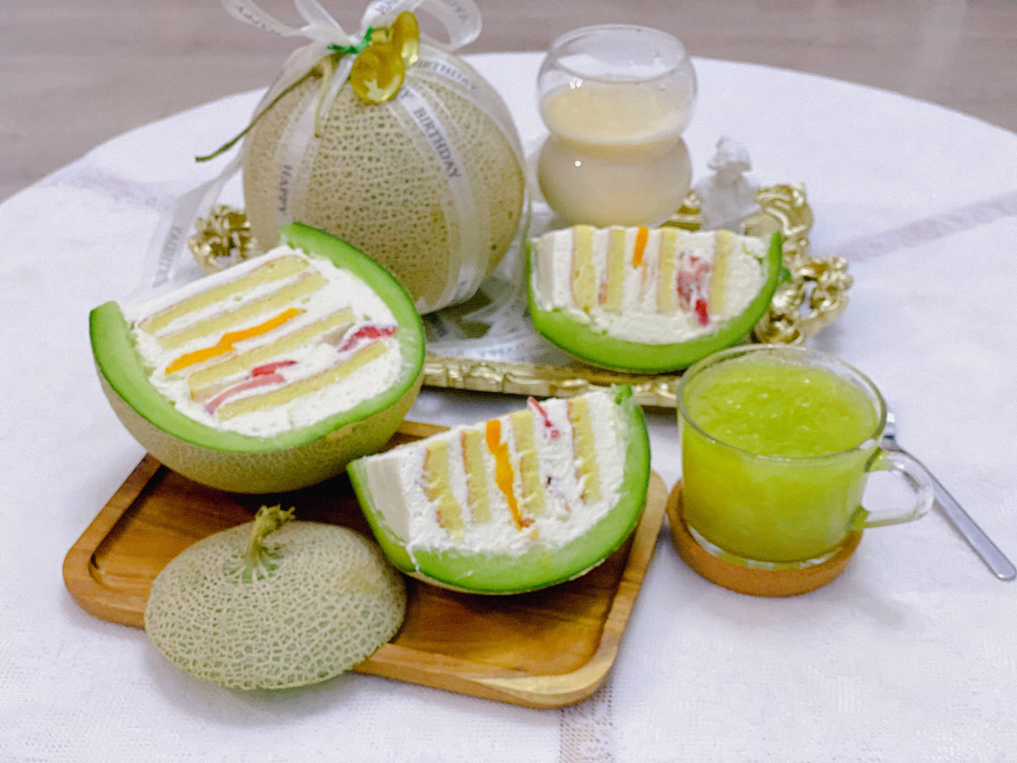 🍈当玫珑蜜瓜遇上绵密奶油💫清甜爽口与顺滑 配图3