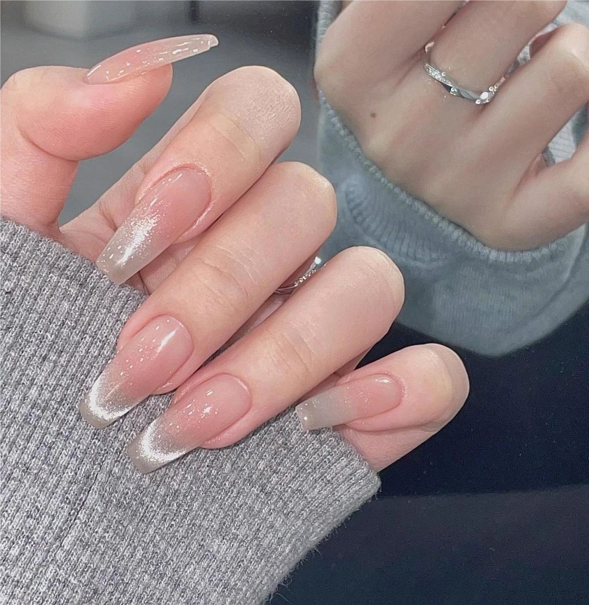 冰透腮红法式美甲💅 干净简约显白又耐看 