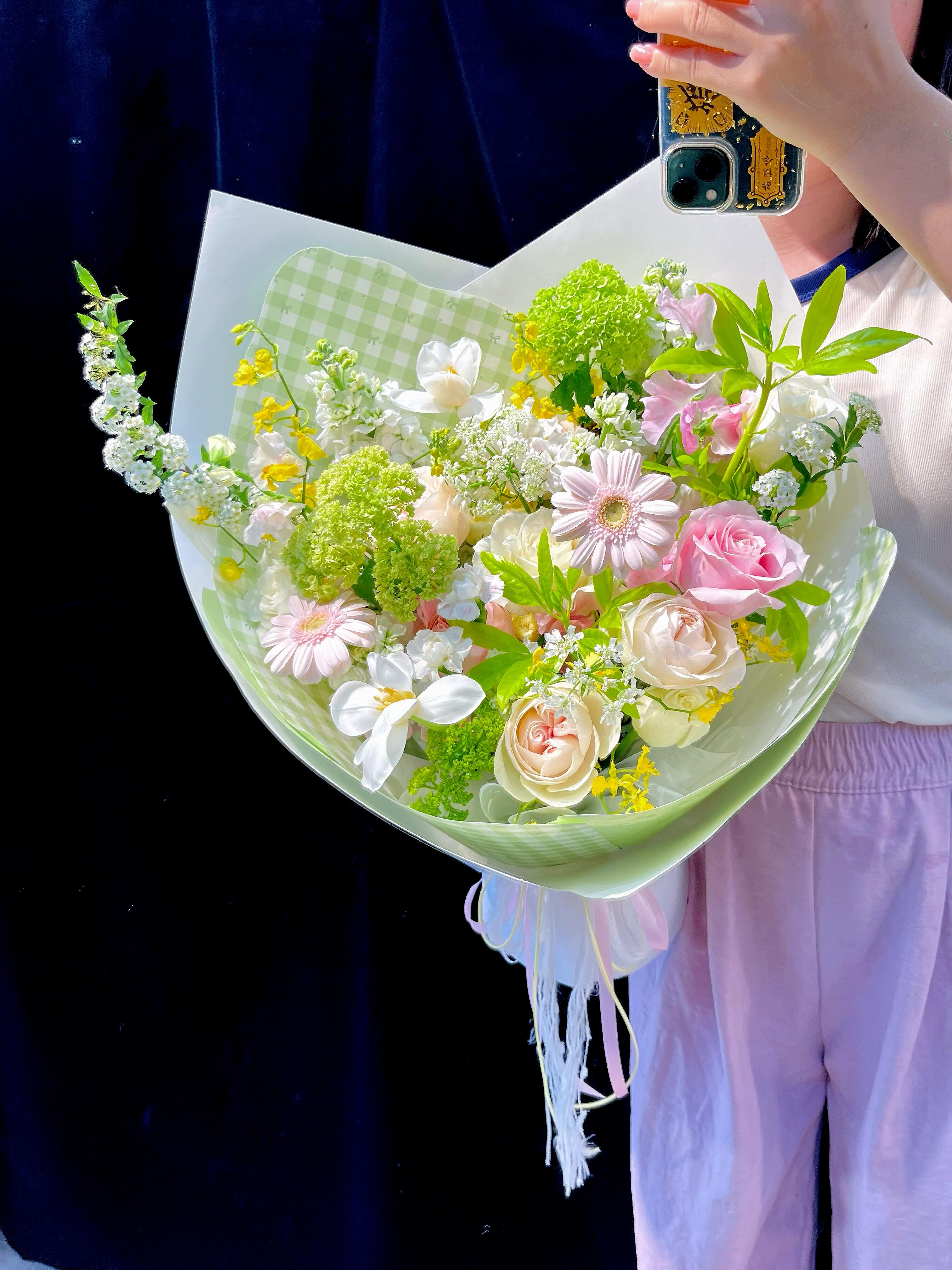 粉绿色系花束💐 自由的风在森林里抓迷藏  配图1