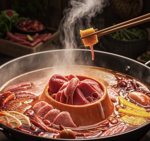 一锅红汤，翻滚着热辣激情；多样食材，演绎 配图1