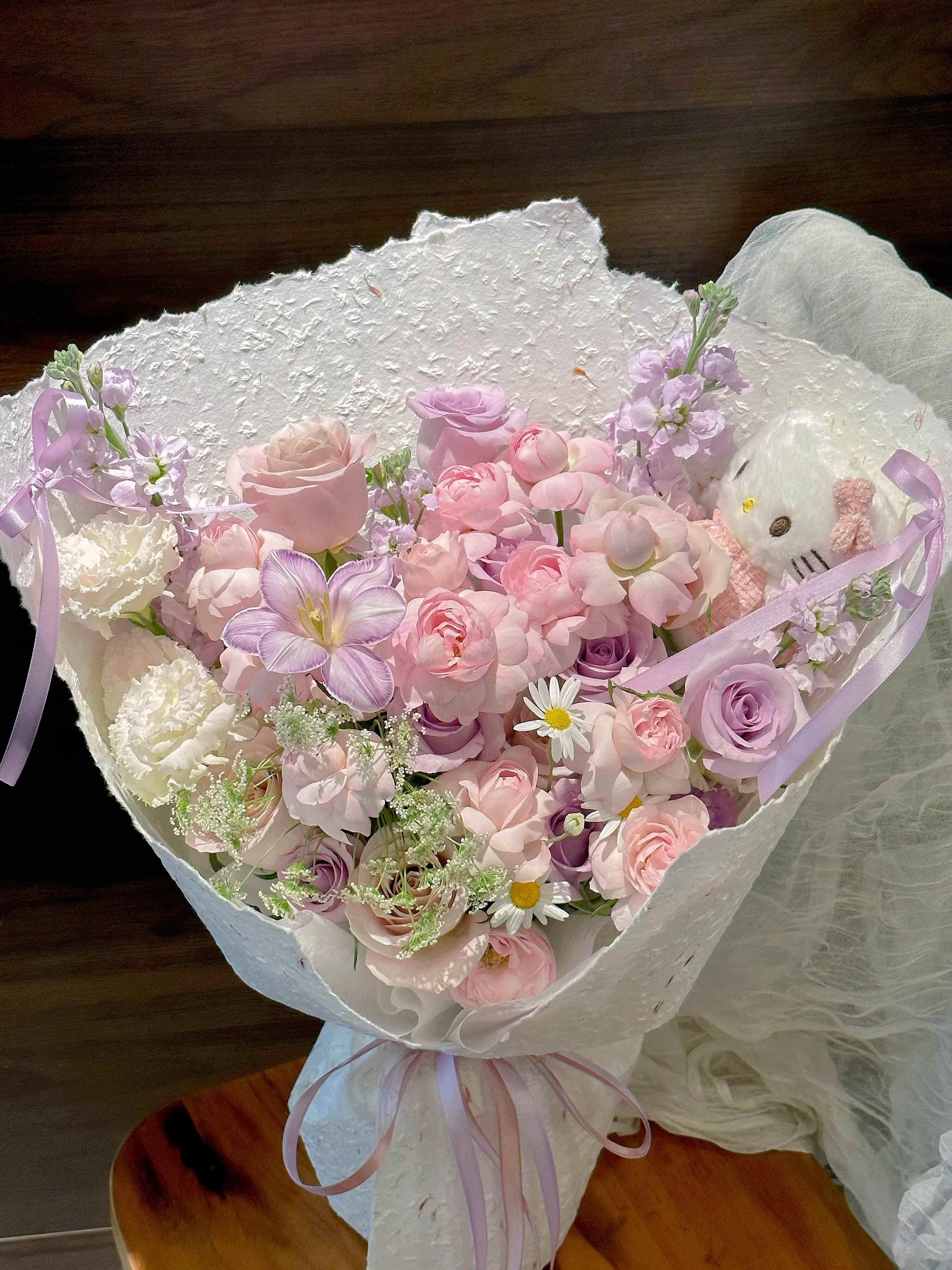 少女心爆款｜粉紫Kitty花束 鲜花🌸玩 配图2