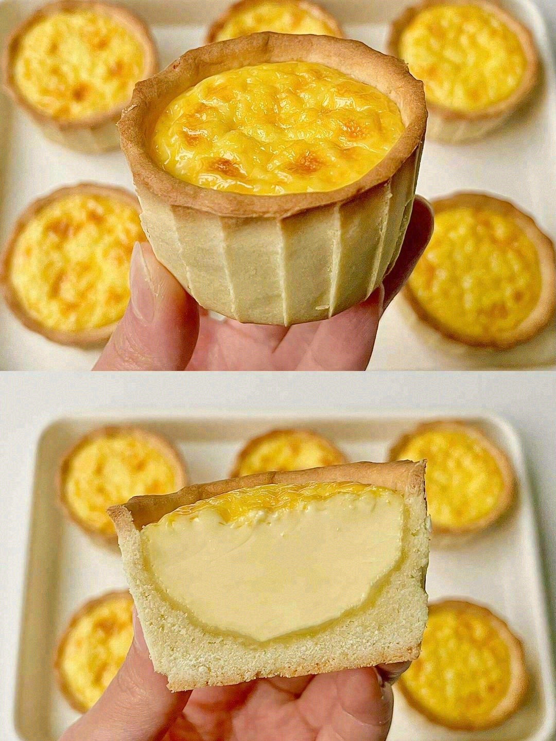 它的壳是黄油脆饼皮🧈，馅料如丝般柔滑🌀， 配图1
