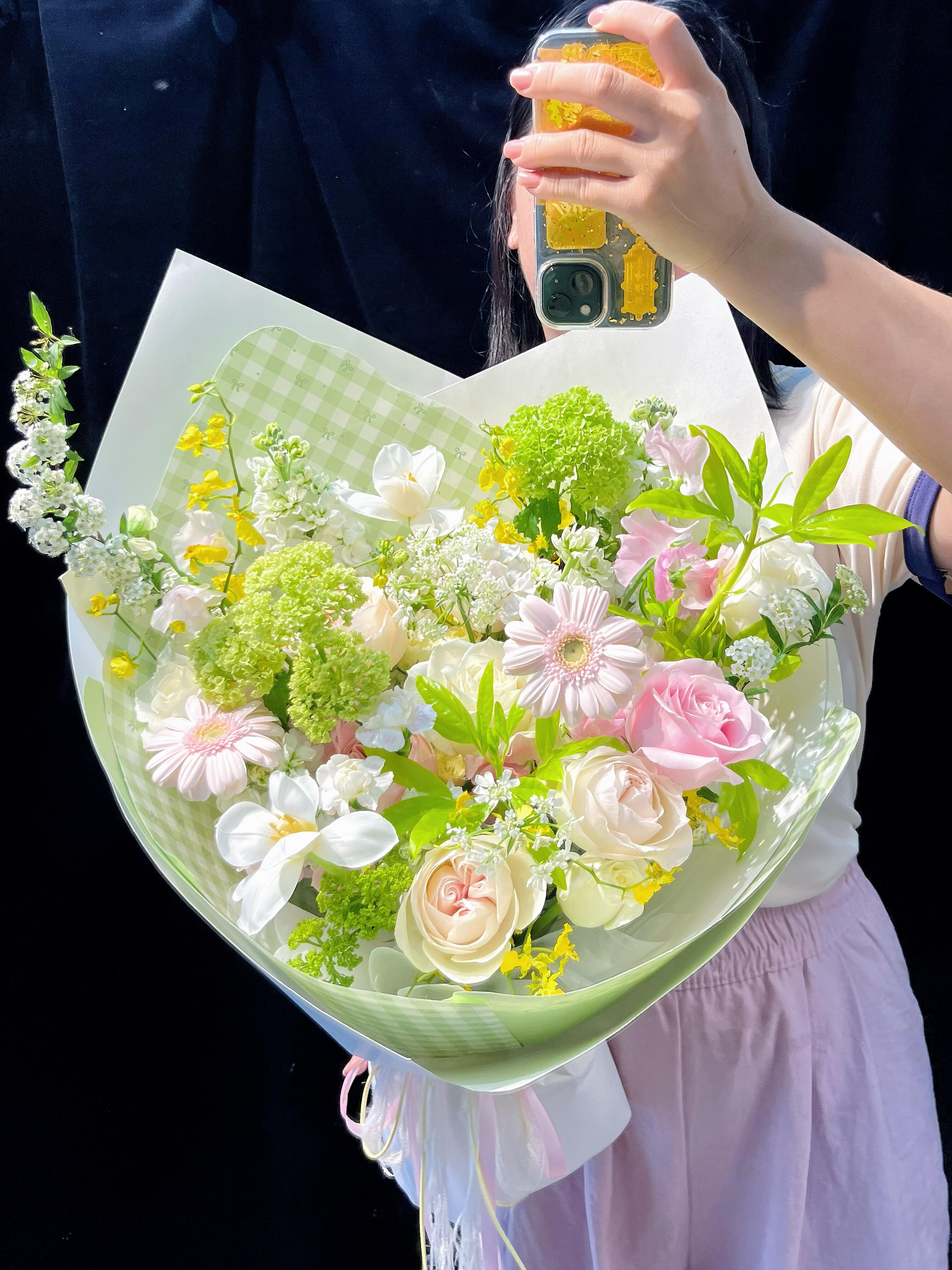 粉绿色系花束💐 自由的风在森林里抓迷藏  配图2