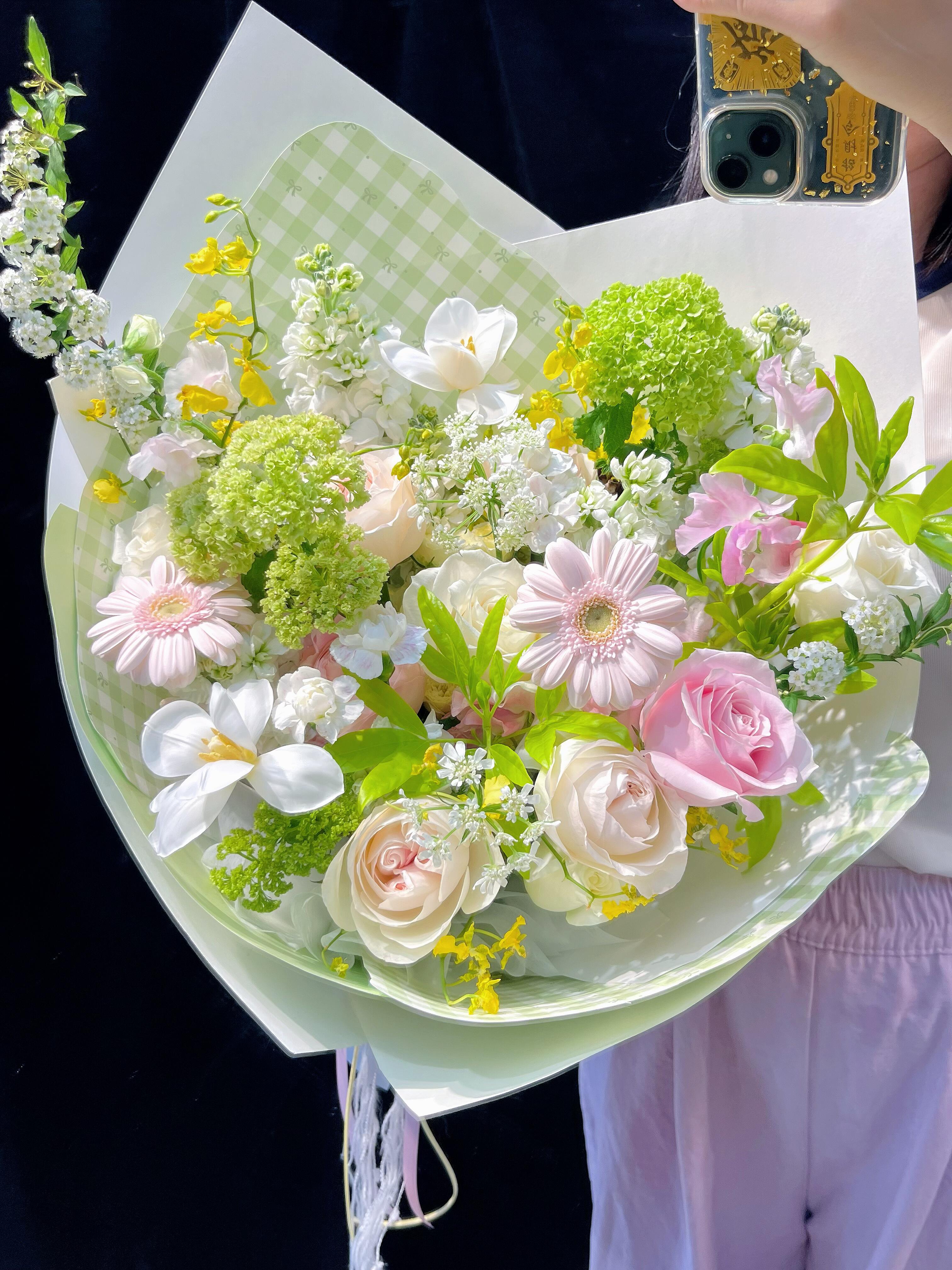粉绿色系花束💐 自由的风在森林里抓迷藏  配图3