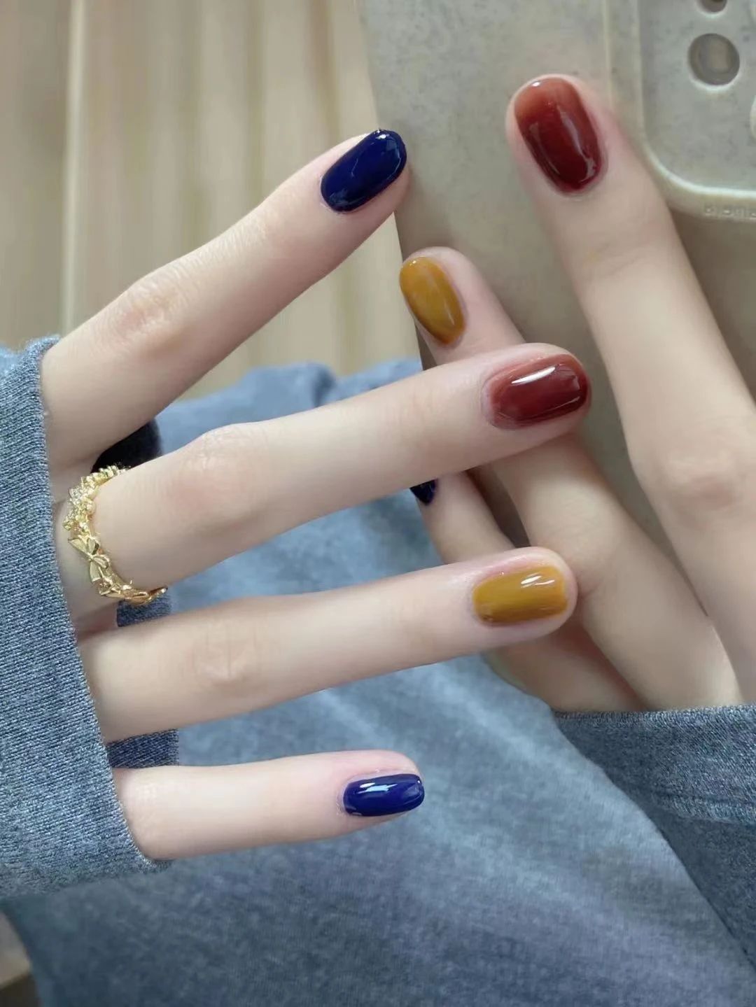 温柔西柚姜黄撞色美甲💅 一组跳色大胆又高