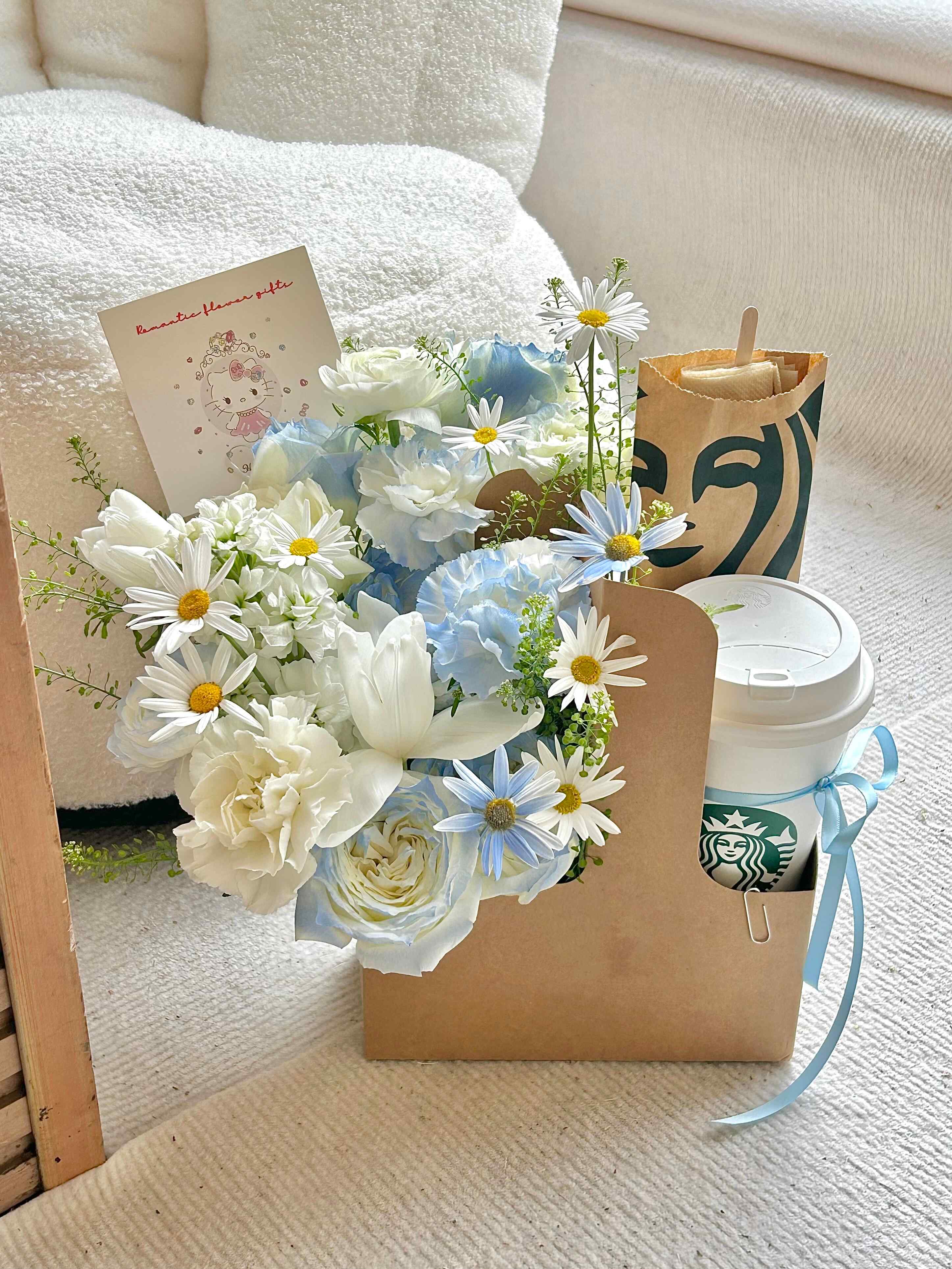 鲜花配奶茶☕浪漫不打烊 把仪式感和幸福感 配图1