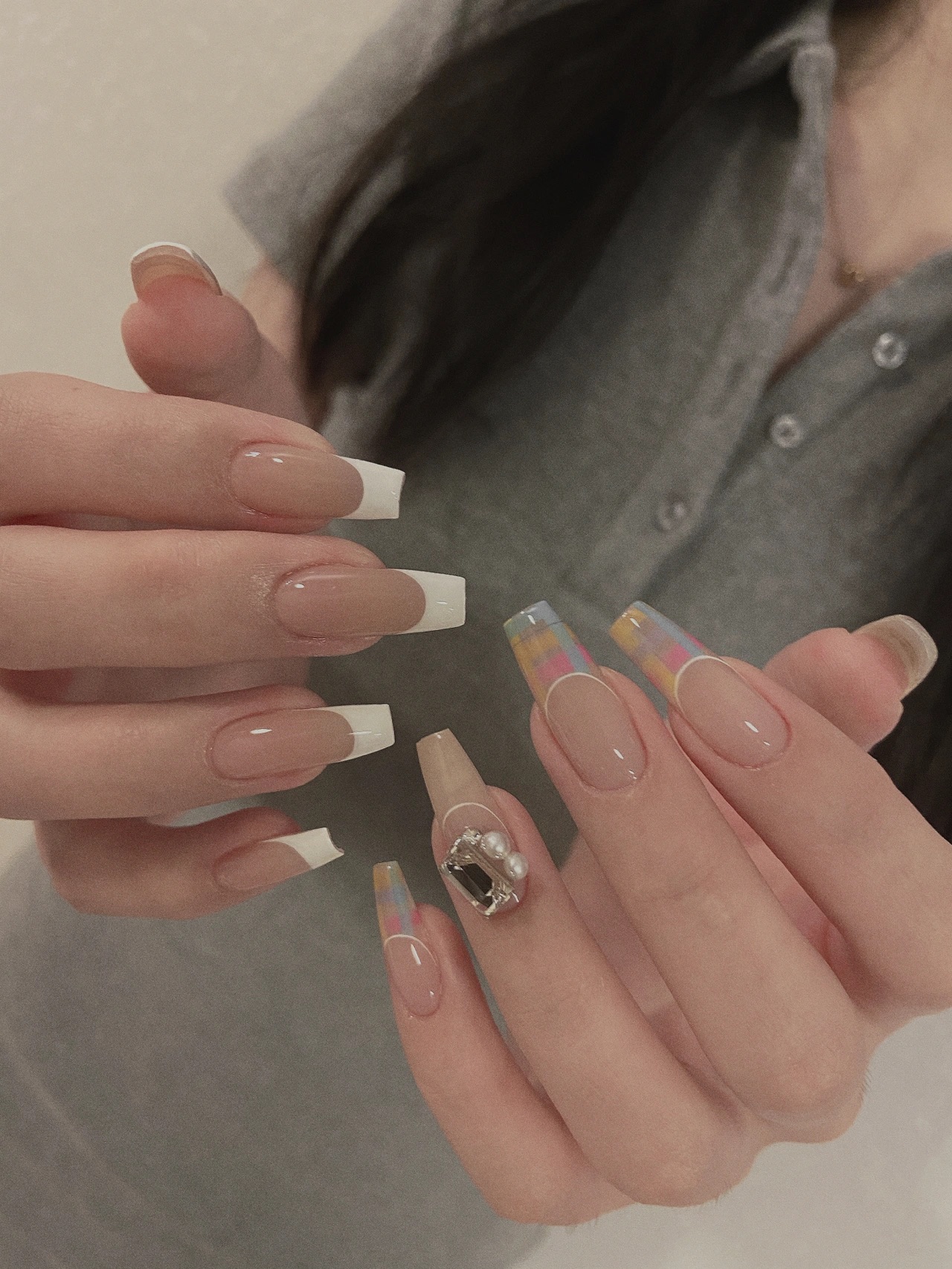 糖果色🍬马卡龙格纹美甲 配图2