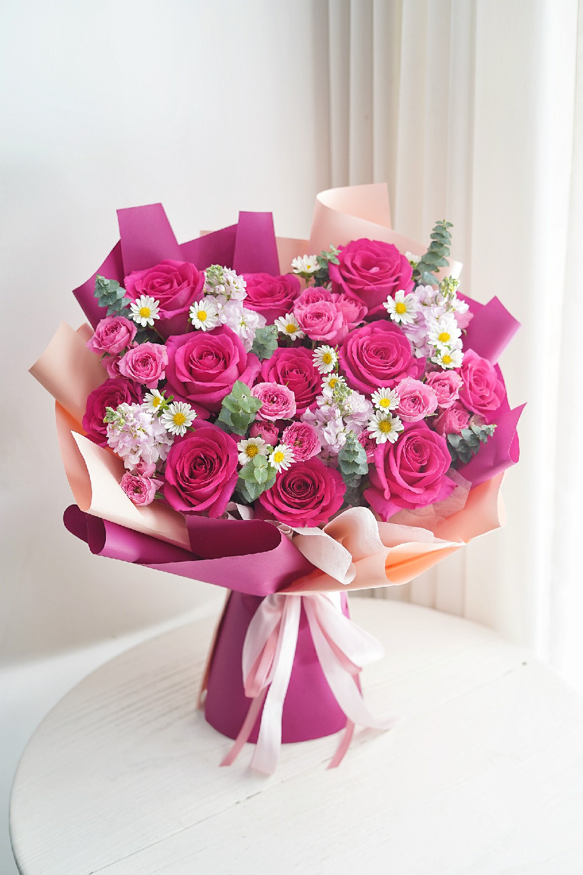 弗洛伊德混搭花束💐 玫红的玫瑰💕是浪漫的 配图1