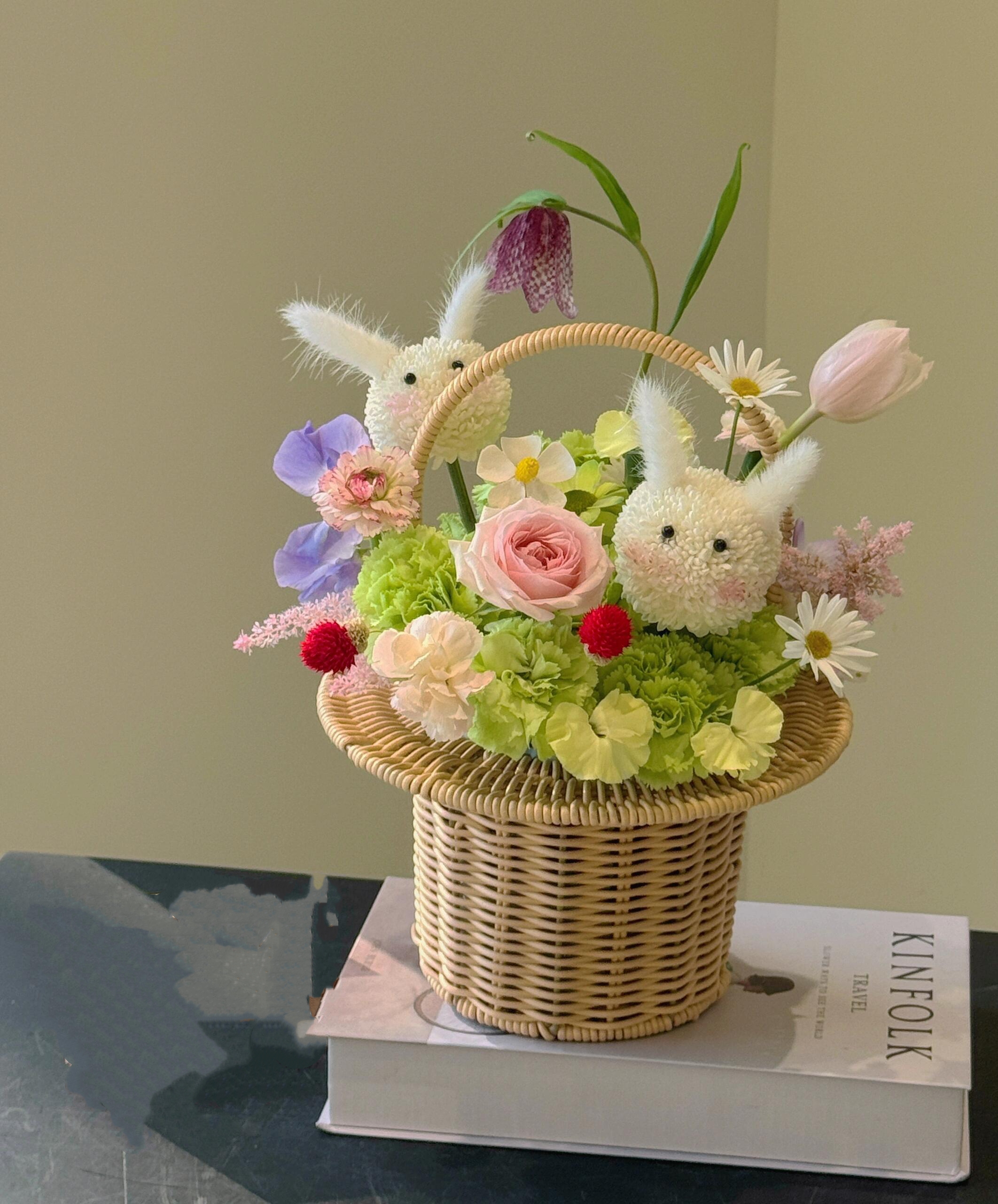 六一兔子手提花篮🐰 可爱小花篮 🌻节日小 配图1