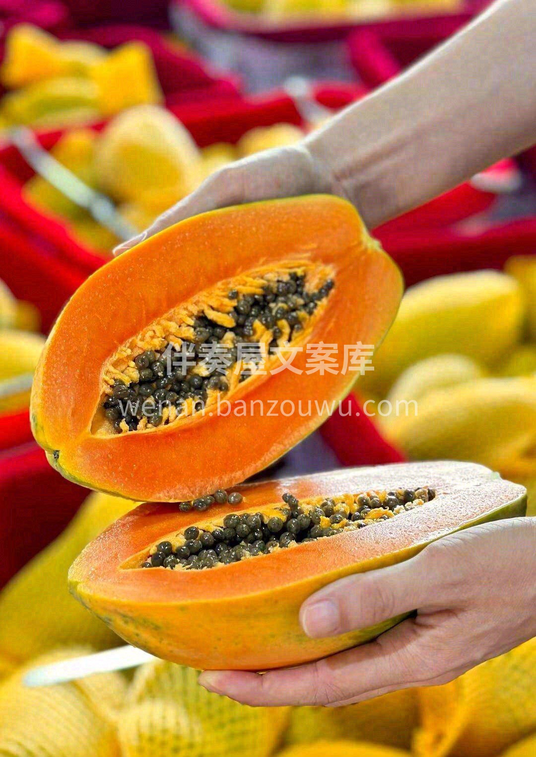 超赞的红心木瓜自然熟🥤，手起刀落切开瞬间 配图1