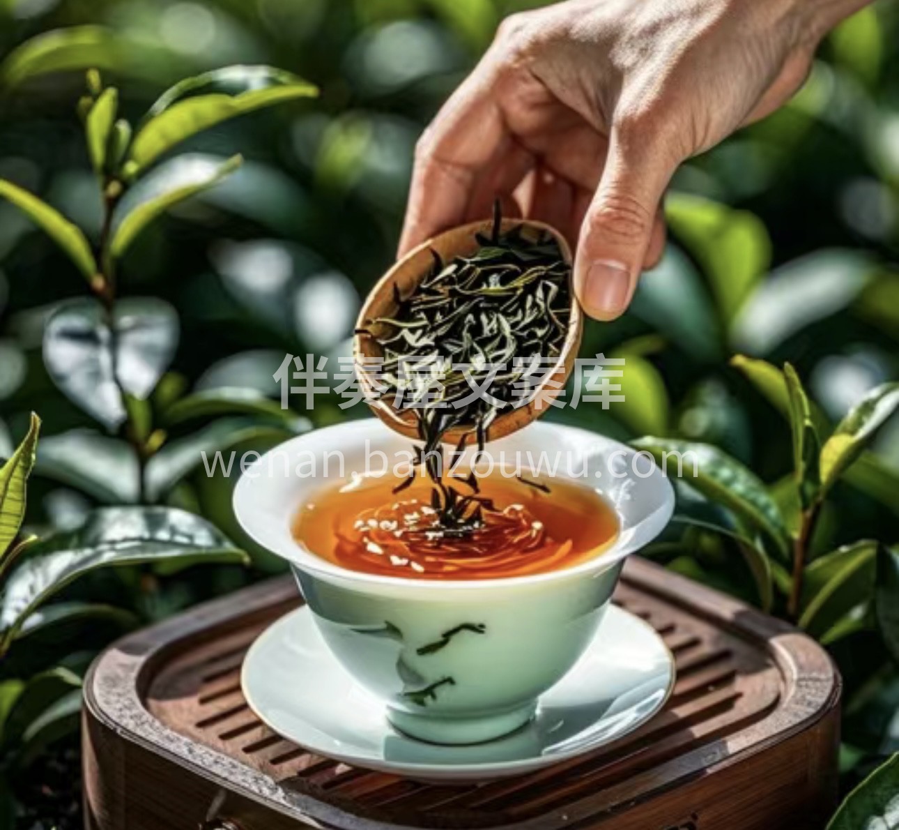 一杯乌龙茶，是时光沉淀的韵味。茶叶在水中 配图1