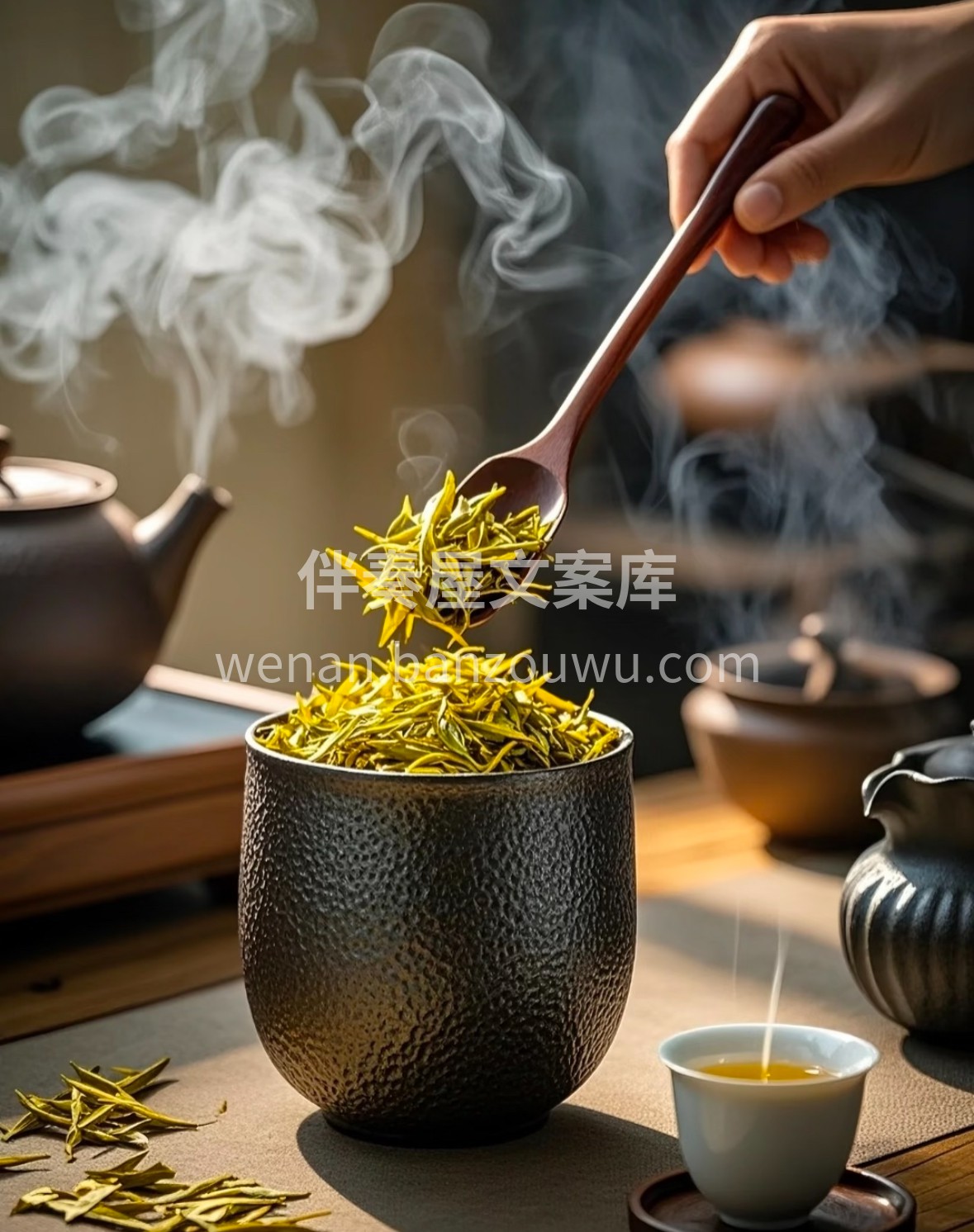 这抹金黄，是春天的阳光吻过茶树尖。黄金芽 配图1