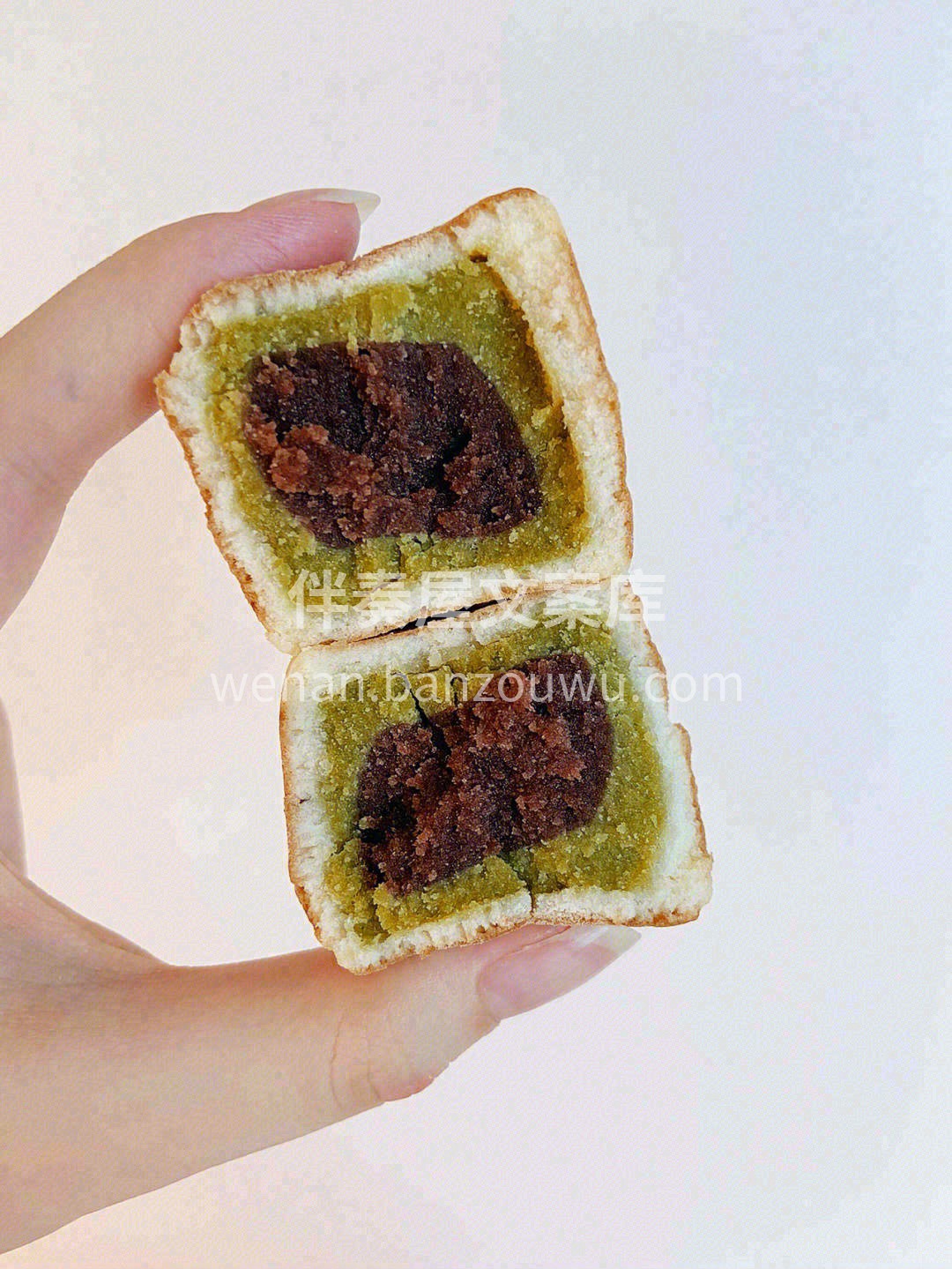 🌱抹茶红豆仙豆糕中加了抹茶做成的馅儿✨馅 配图1