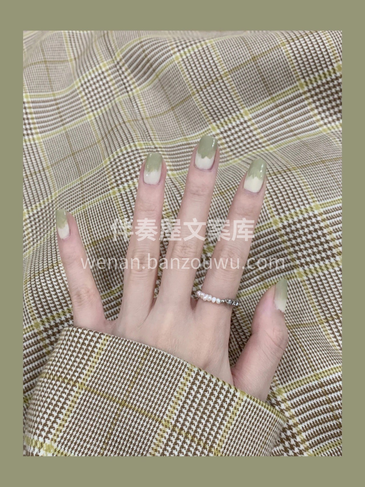 绿色系的美甲显白百搭 日常通勤也无压力  配图2