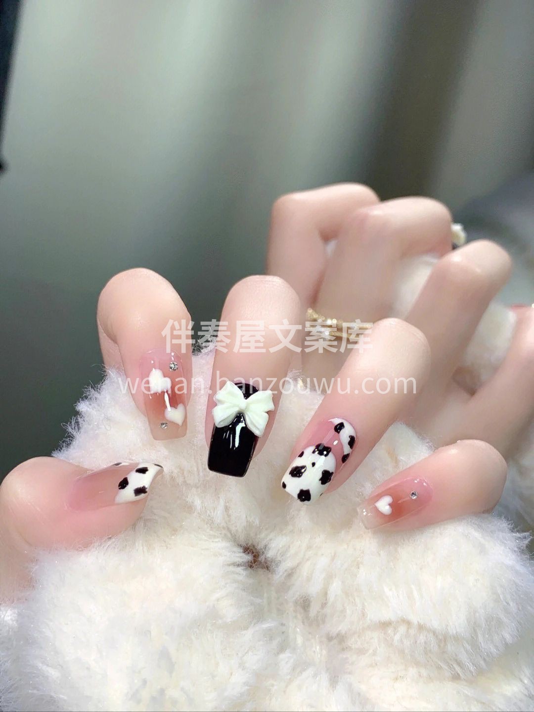 黑白奶牛纹🐄可爱美甲 甜酷甜酷的少女感好