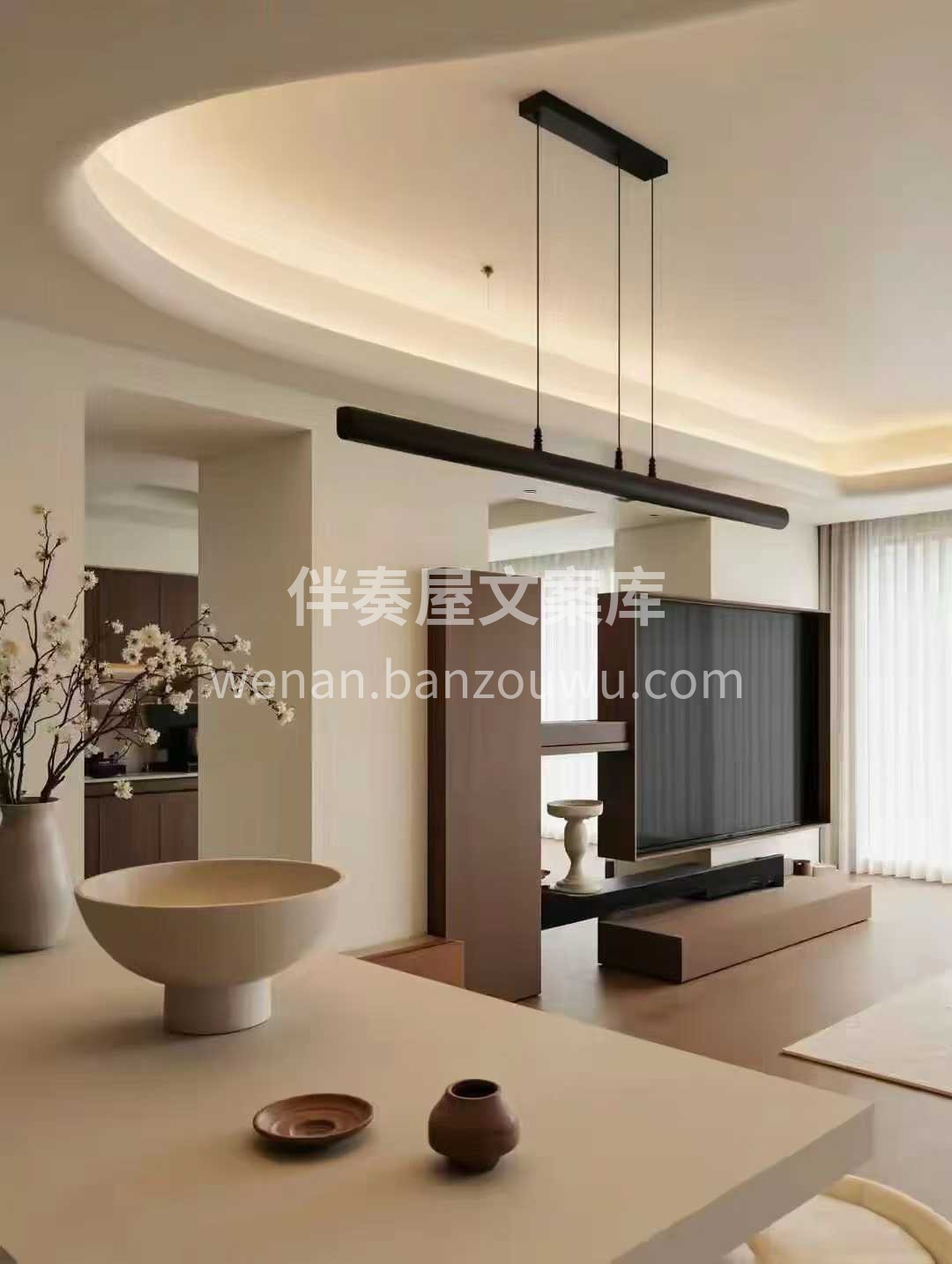 悬浮洄游的造型， 在空间中轻盈流动。 原木的纹理，唤醒自然之 配图4