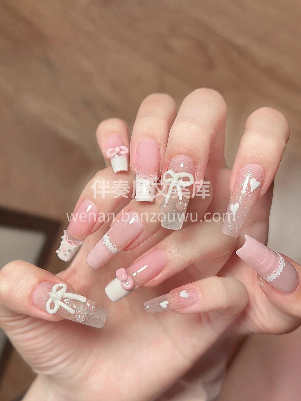 蝴蝶结款美甲 俘获你的甜美少女心 #美甲