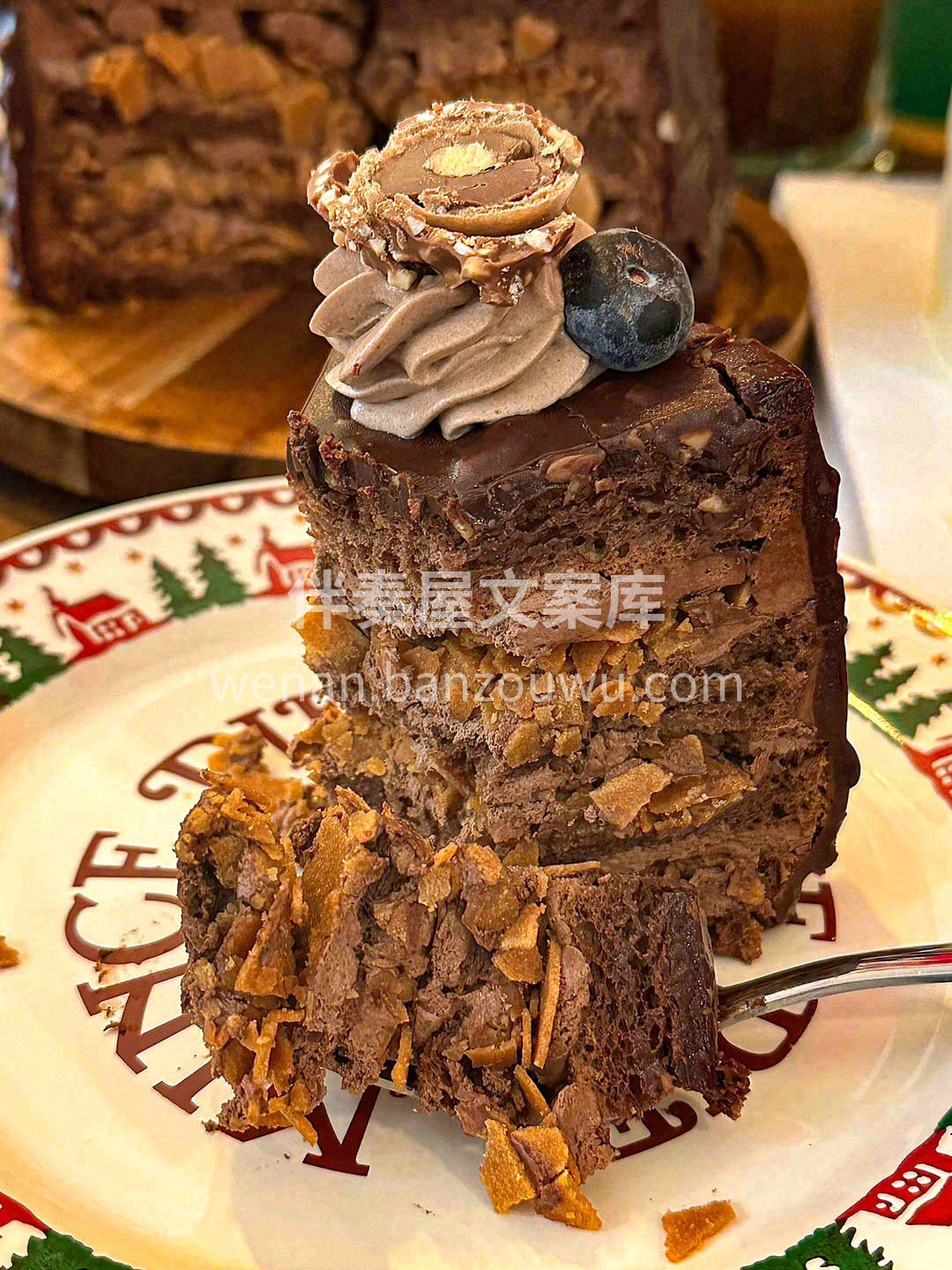🤎柔软可可戚风搭配特调巧克力奶油💫，中间 配图1