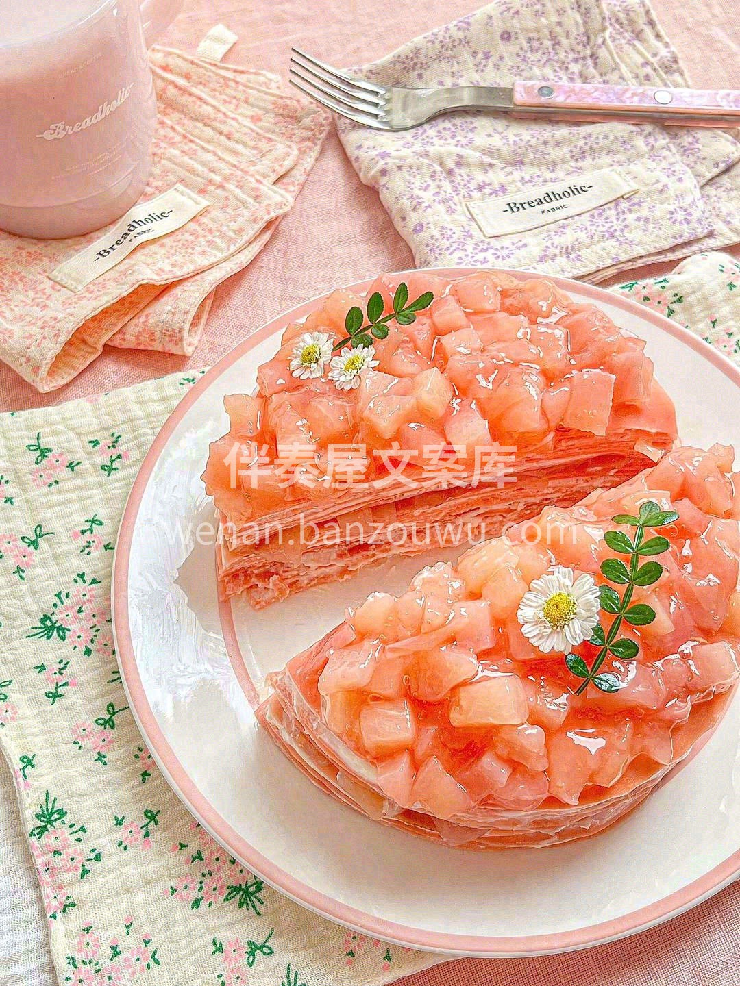🍑以水蜜桃为主题的千层蛋糕🍰 融合了蜜桃 配图1