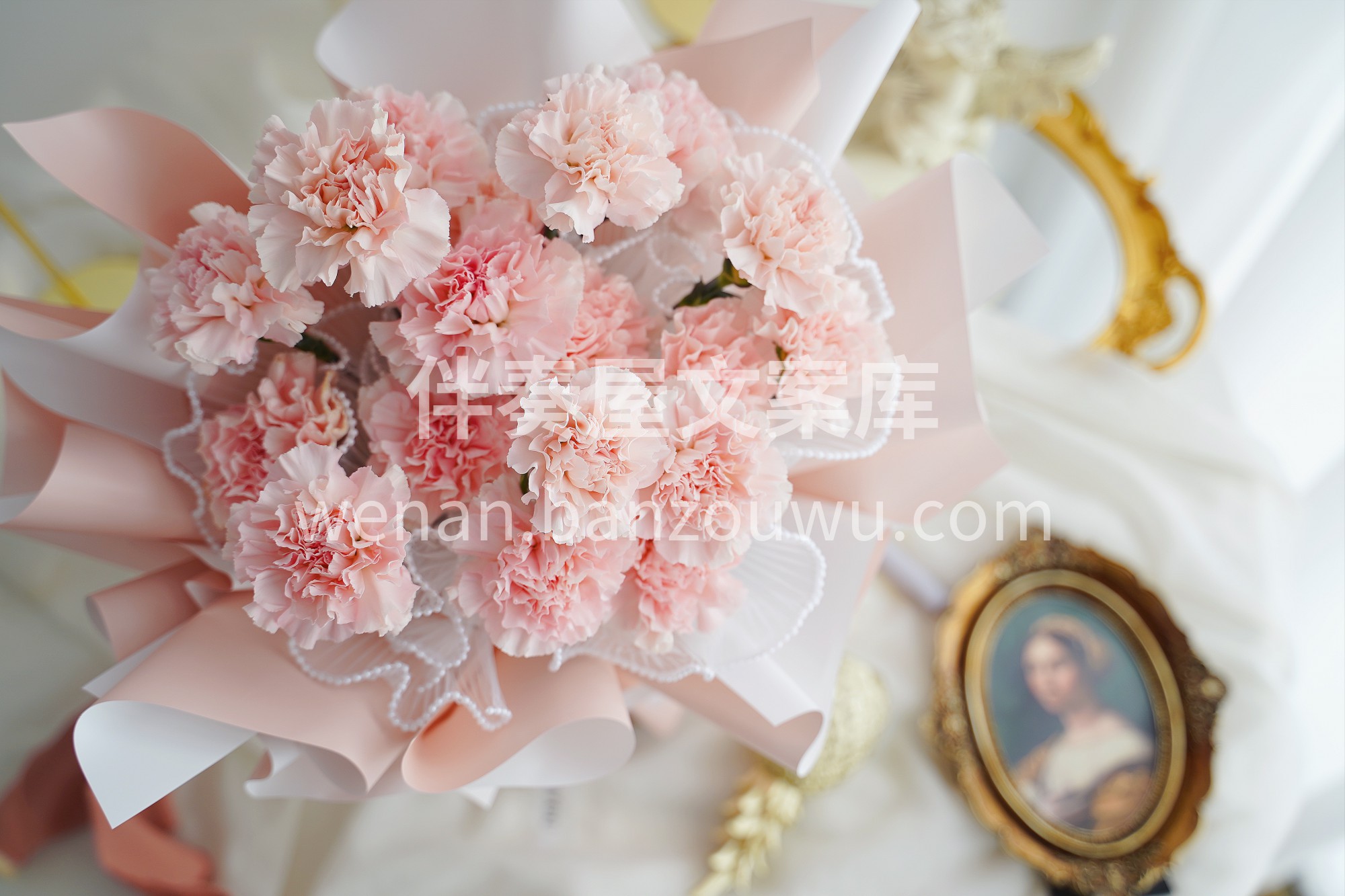 樱花粉康乃馨来咯 颜色是恰似樱花柔嫩的淡 配图1