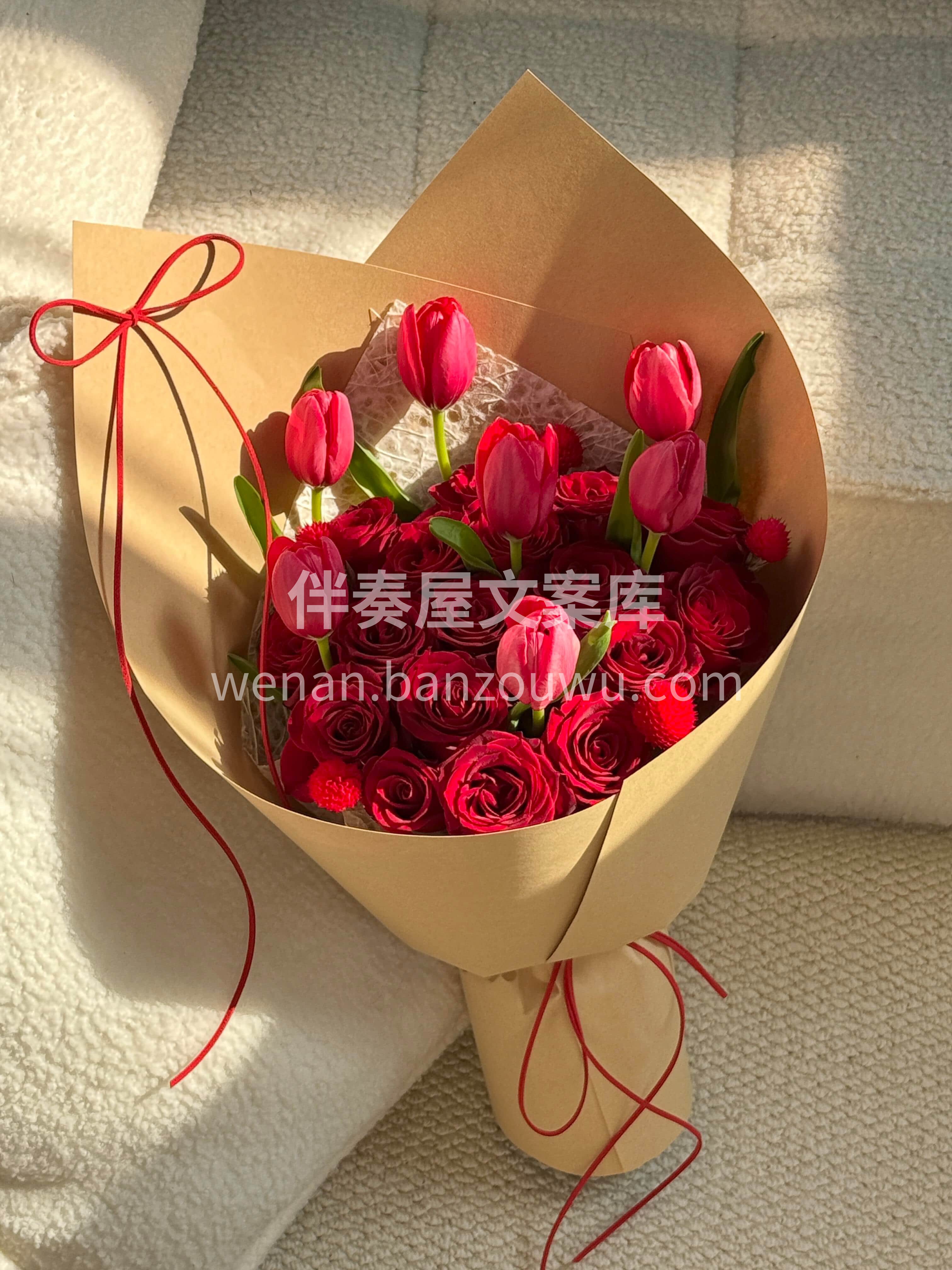 #2.14情人节花礼 高级感拉满的红玫瑰郁金香花束🌷 热烈不 配图3