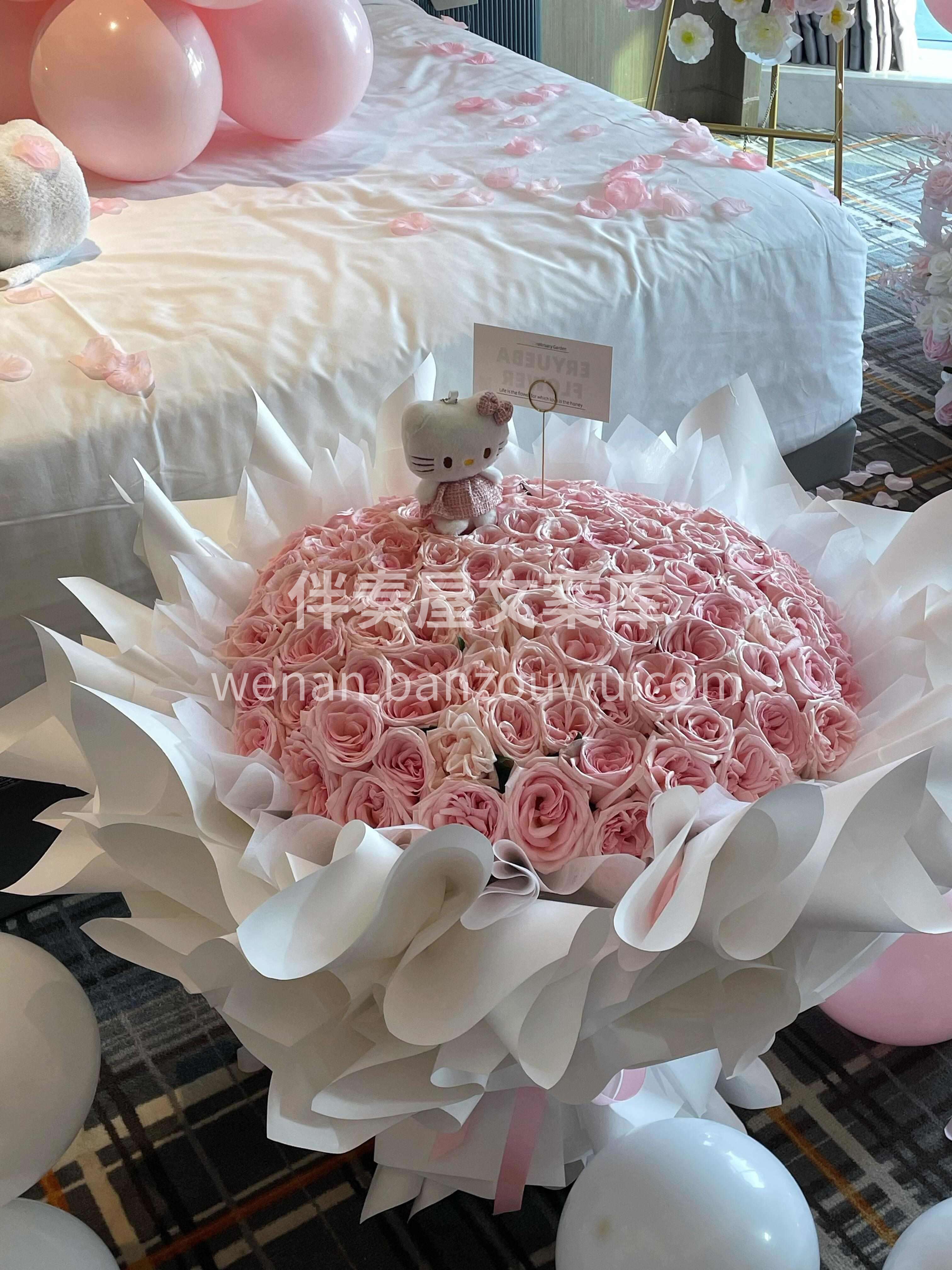 灯光温柔，花影摇曳🌸 🎈气球在空中轻轻晃 我的眼里，只有你💞 配图3