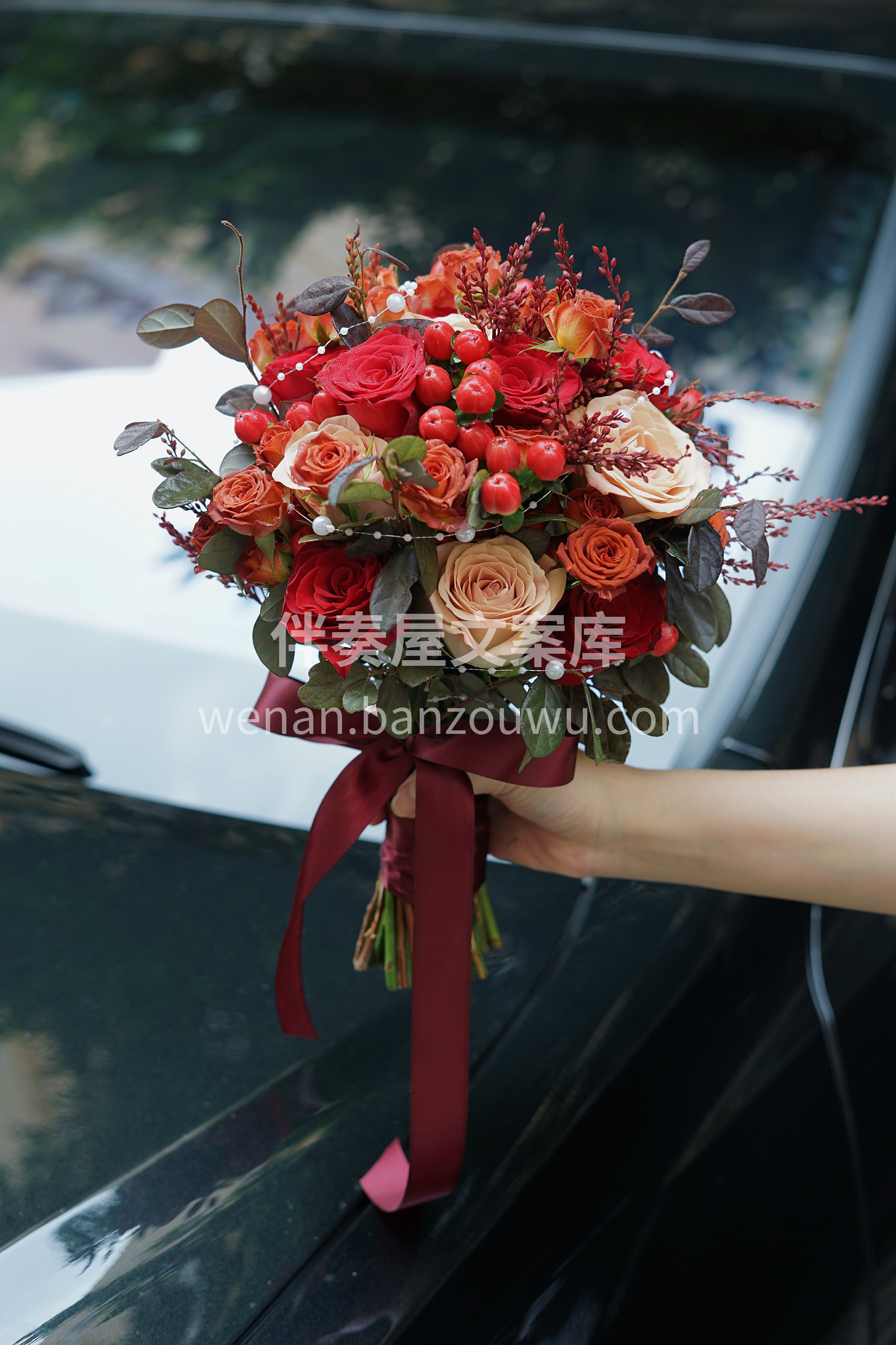 🧡高档大气复古红手捧花🧡 ✨一生一世一双 配图3