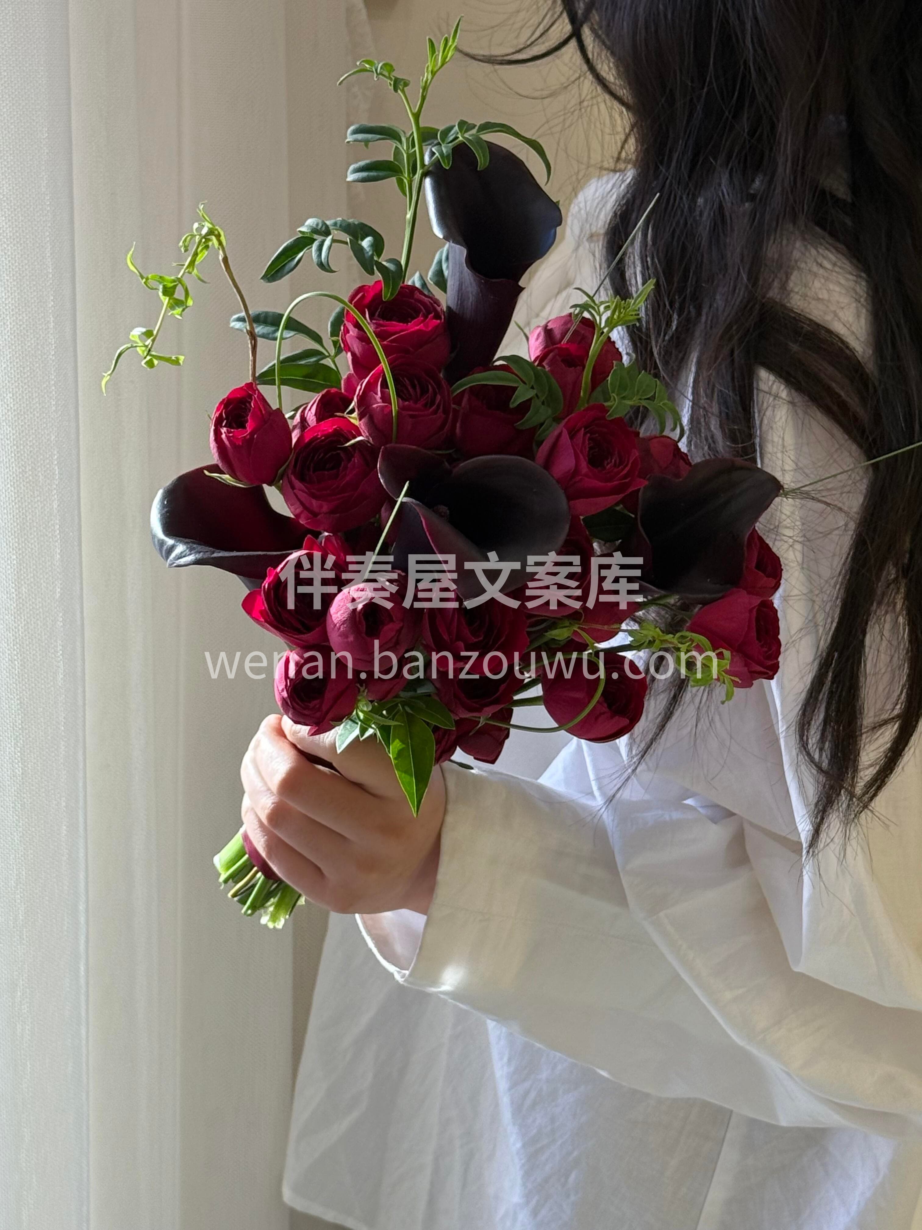 嫁给幸福的女孩又多了一个👸🏻 丝绒质感的玫瑰搭配黑色马蹄莲超 配图3