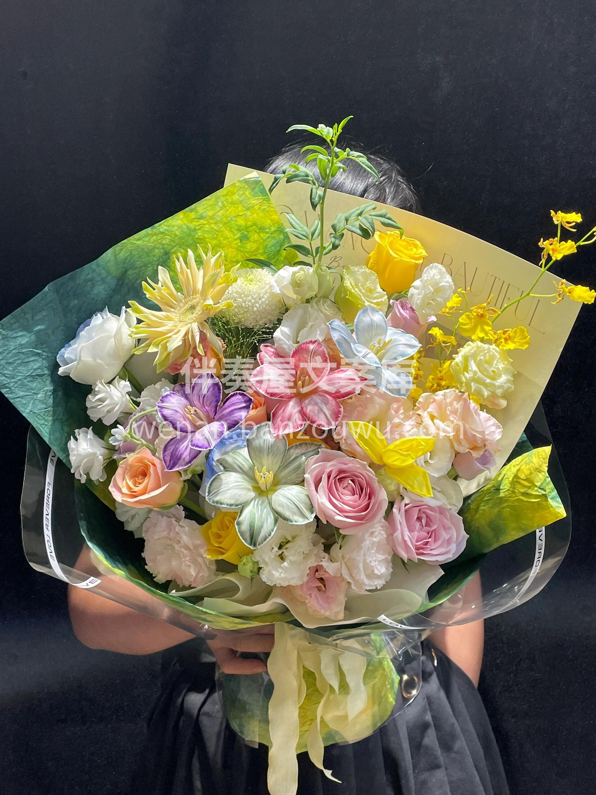 明媚油画风花束 🌞 ☁ 花开在油画里 以 配图2