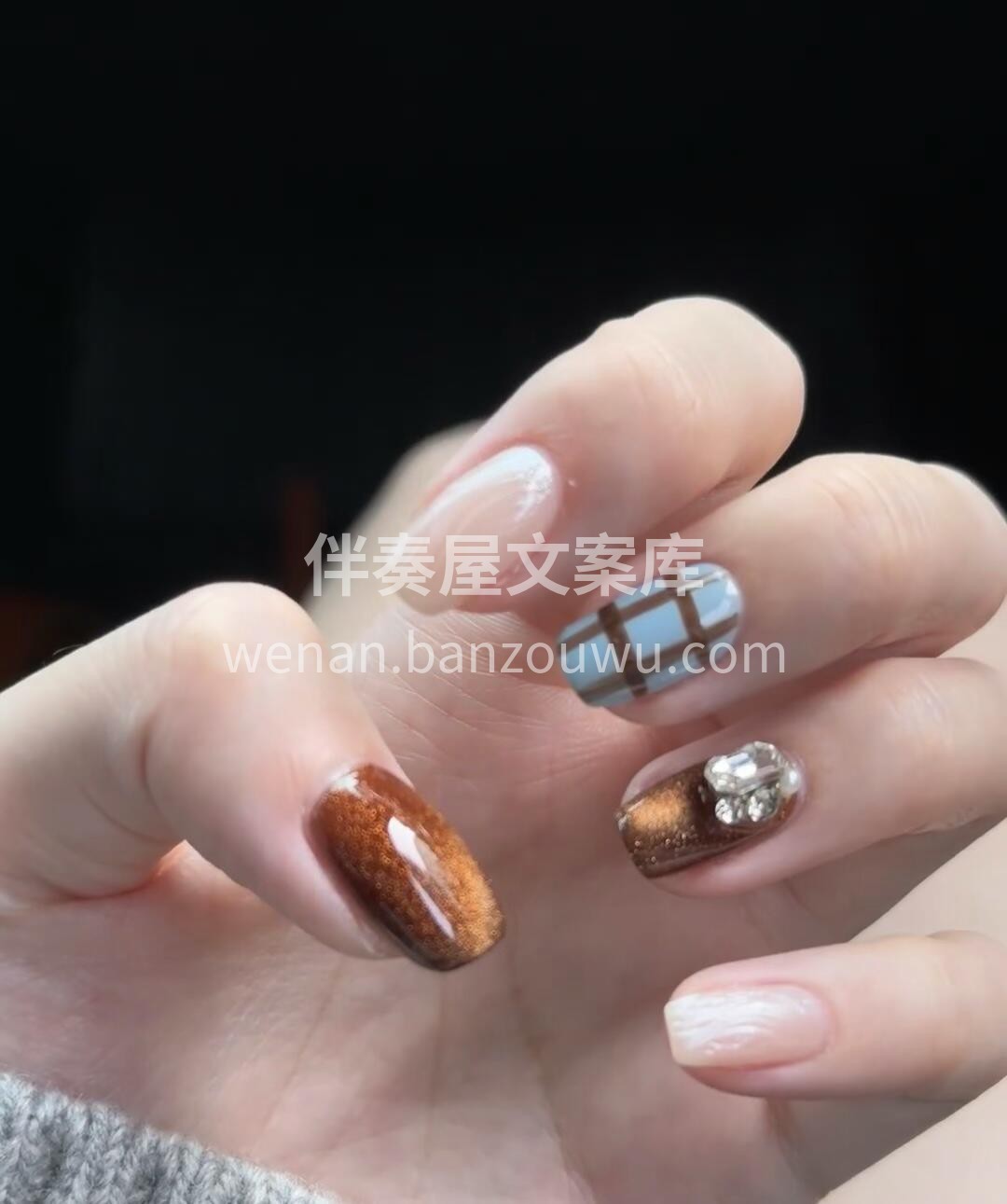 |金棕色玳瑁琥珀心 ins风小短甲太有氛 配图1