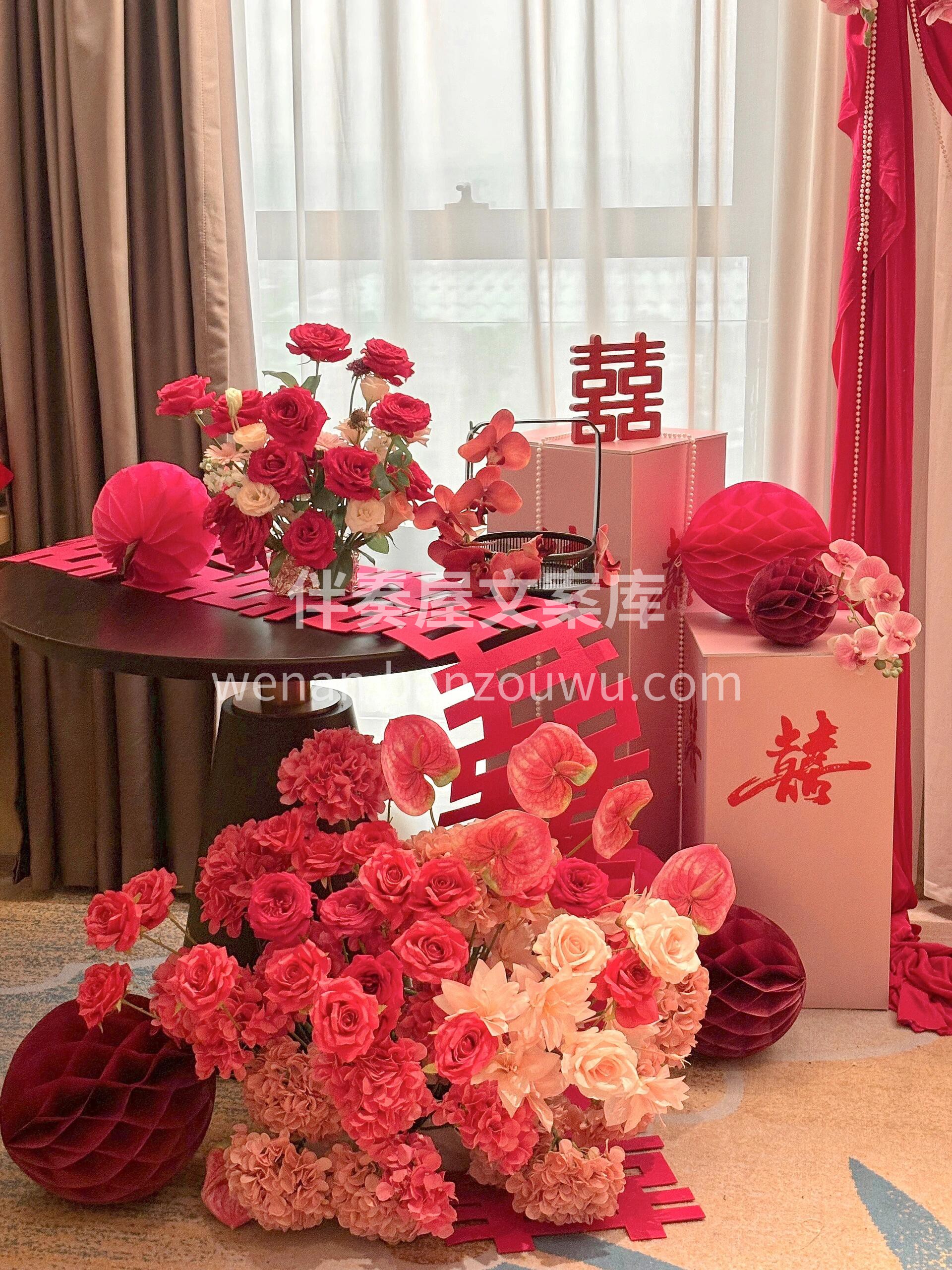 婚房花艺布置💒又喜庆又有档次🎀 拍照好看 气氛也特别足 所有 配图2
