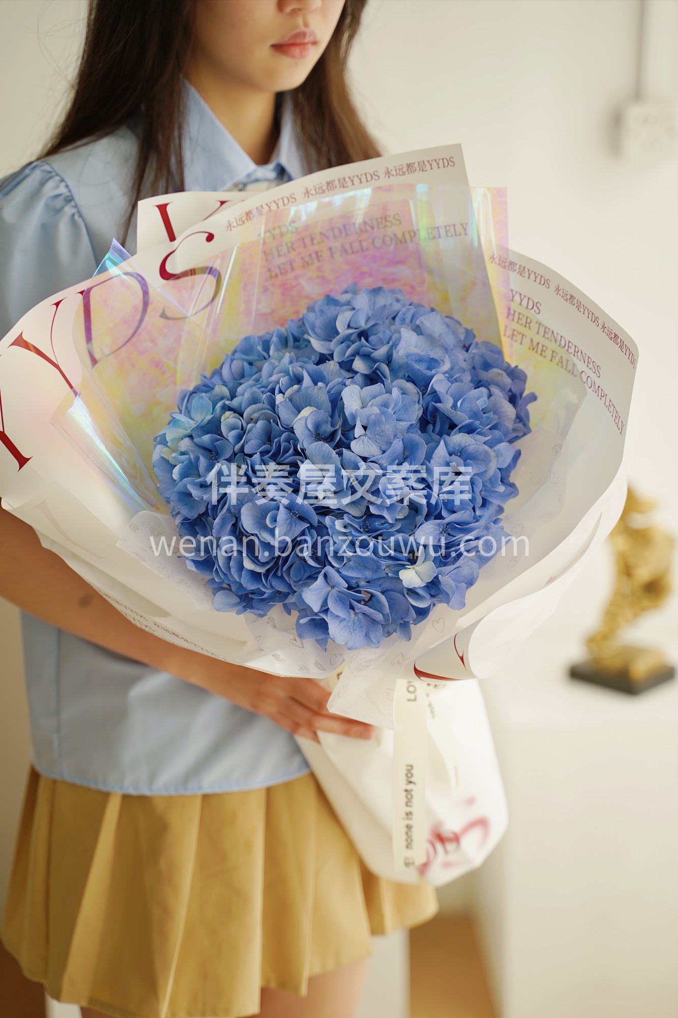 蓝色绣球单支包装~ 绣球花代表美好的祝福 配图1