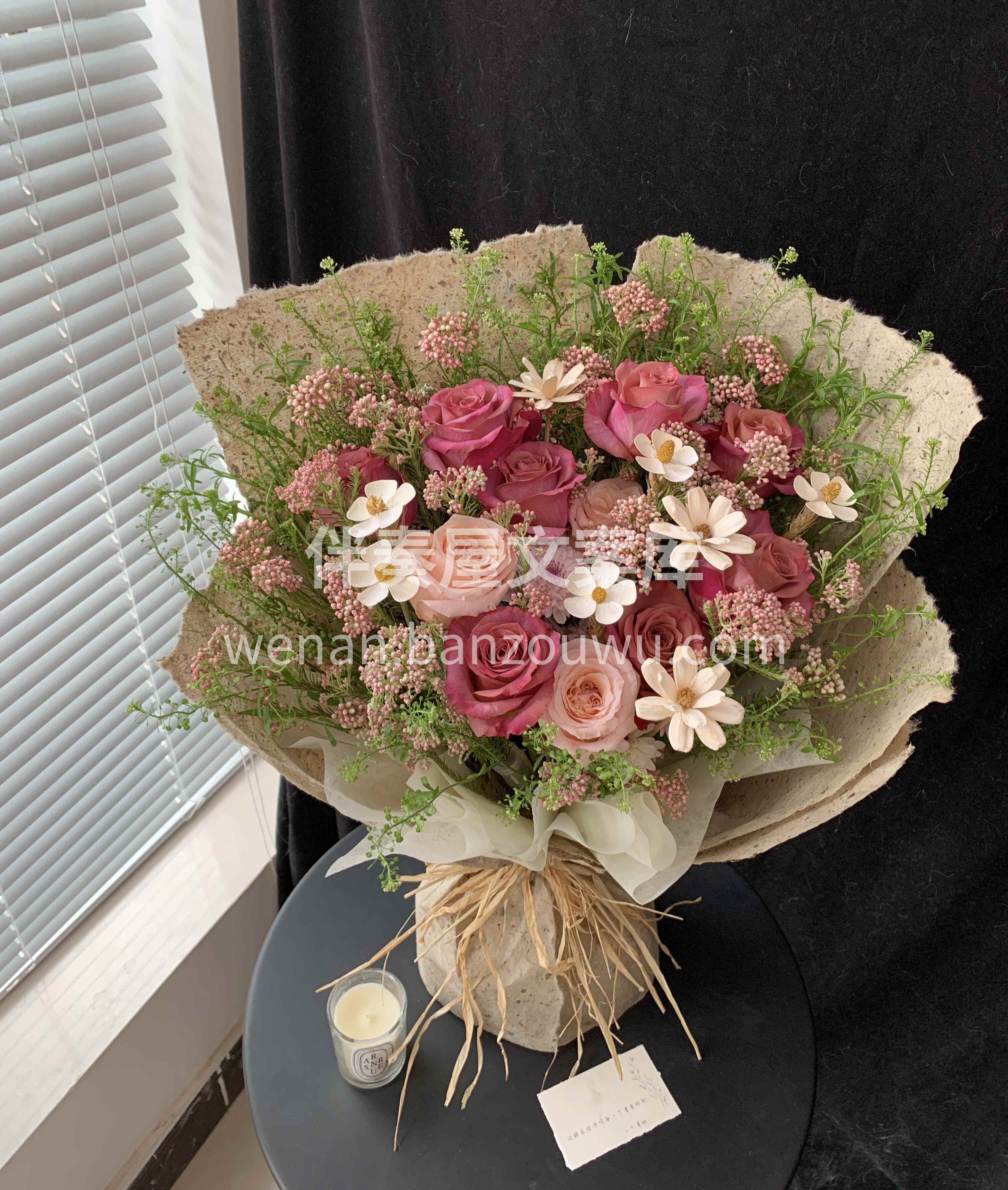 调香师玫瑰花束💐💐 高级复古锈色豆沙粉💗 满满复古氛围感 花 配图2