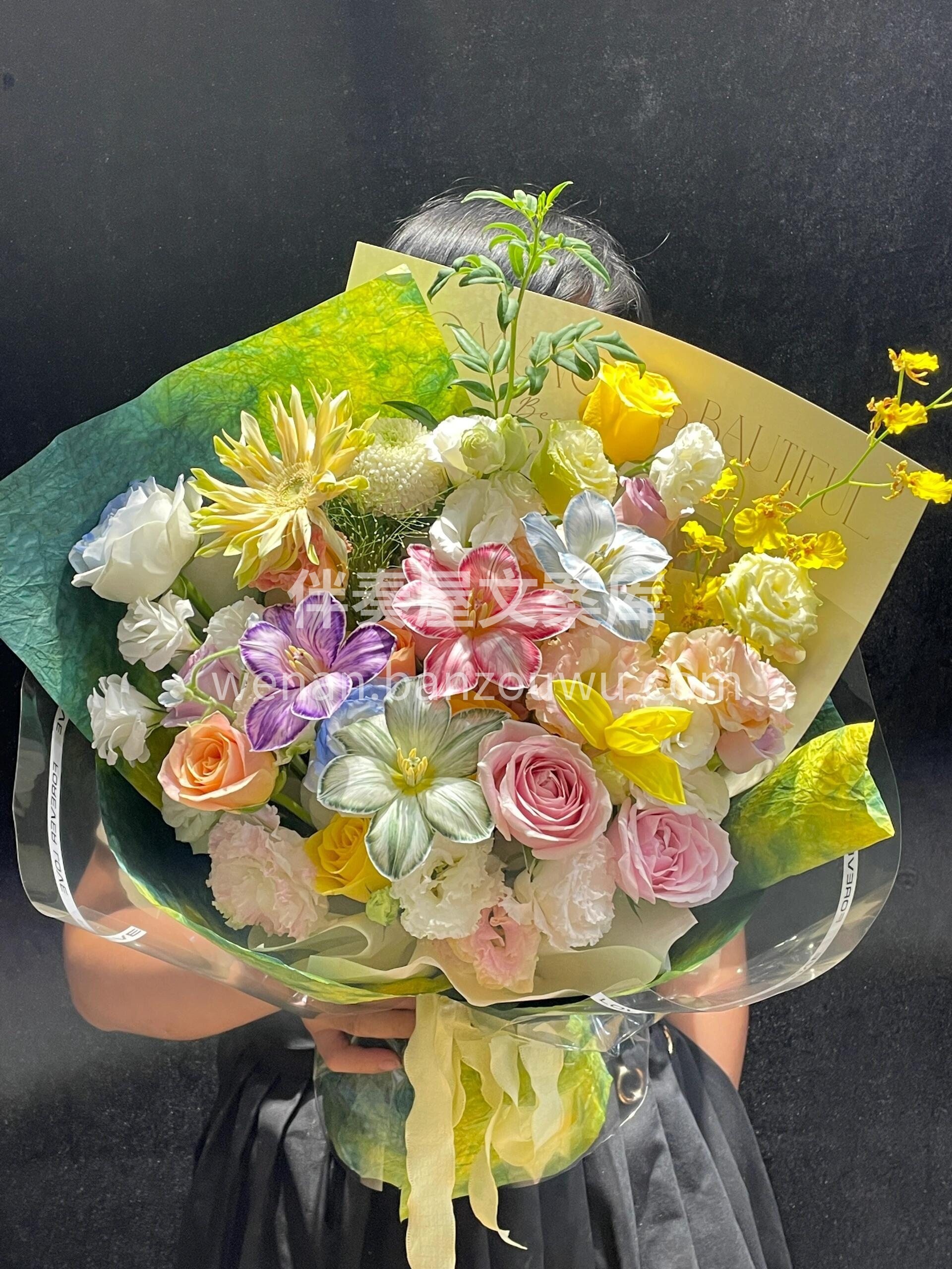 明媚油画风花束 🌞 ☁ 花开在油画里 以 配图1