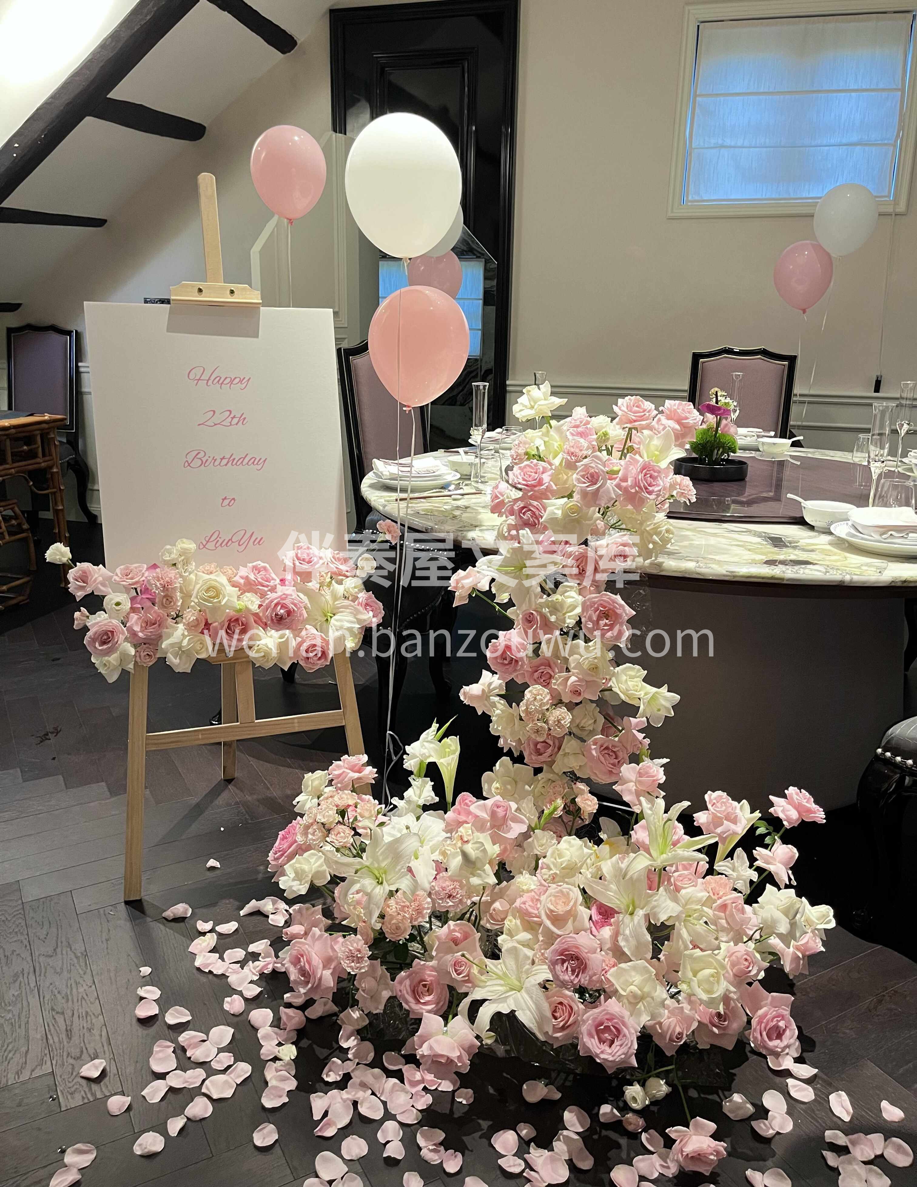 瀑布桌花生日派对🎉 粉白🌸色系百看不腻  配图3