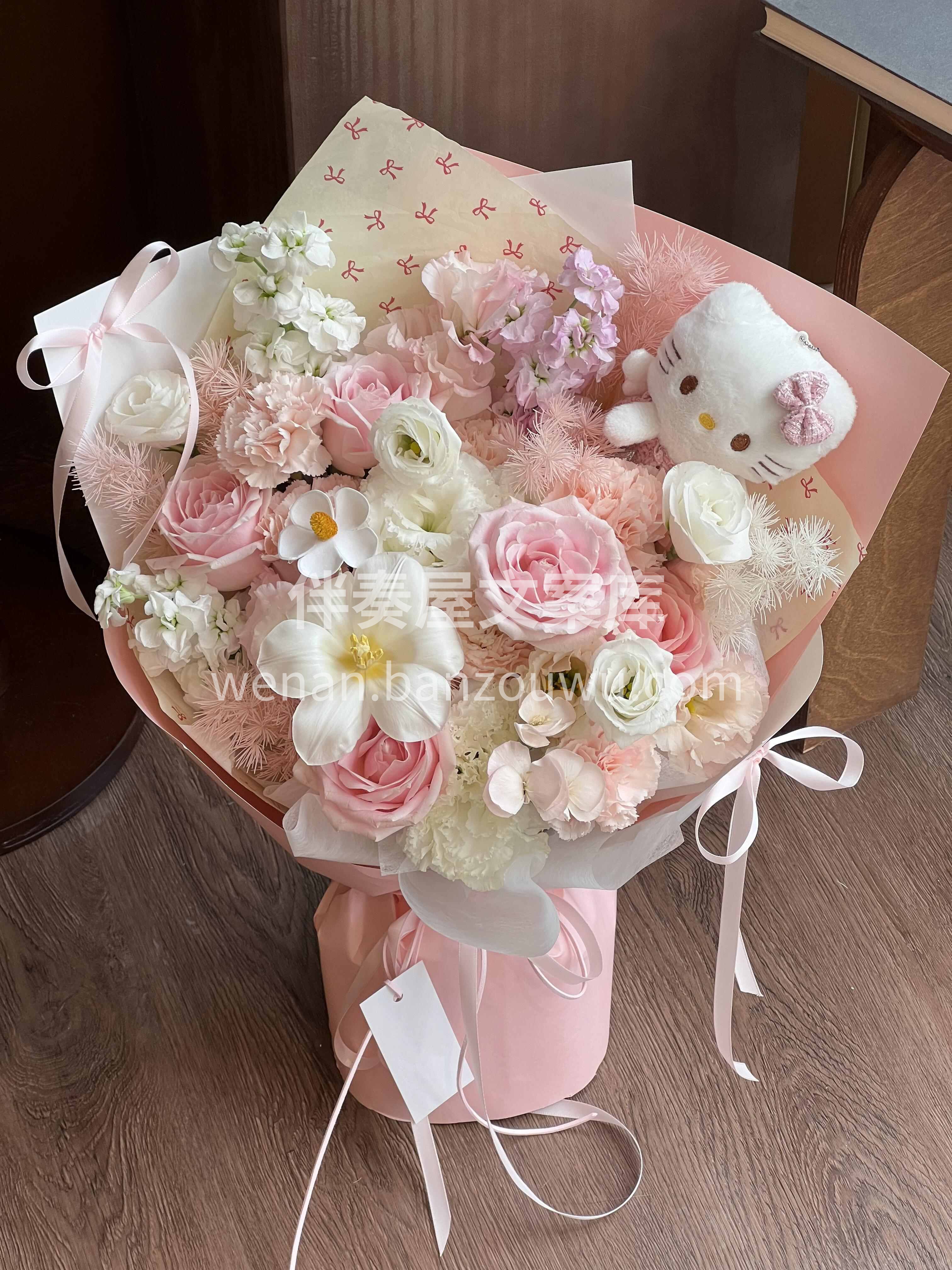 🌷粉白色系花束🎀 把温柔与纯净装进花里🌸 甜而不腻🌸干净又高 配图2