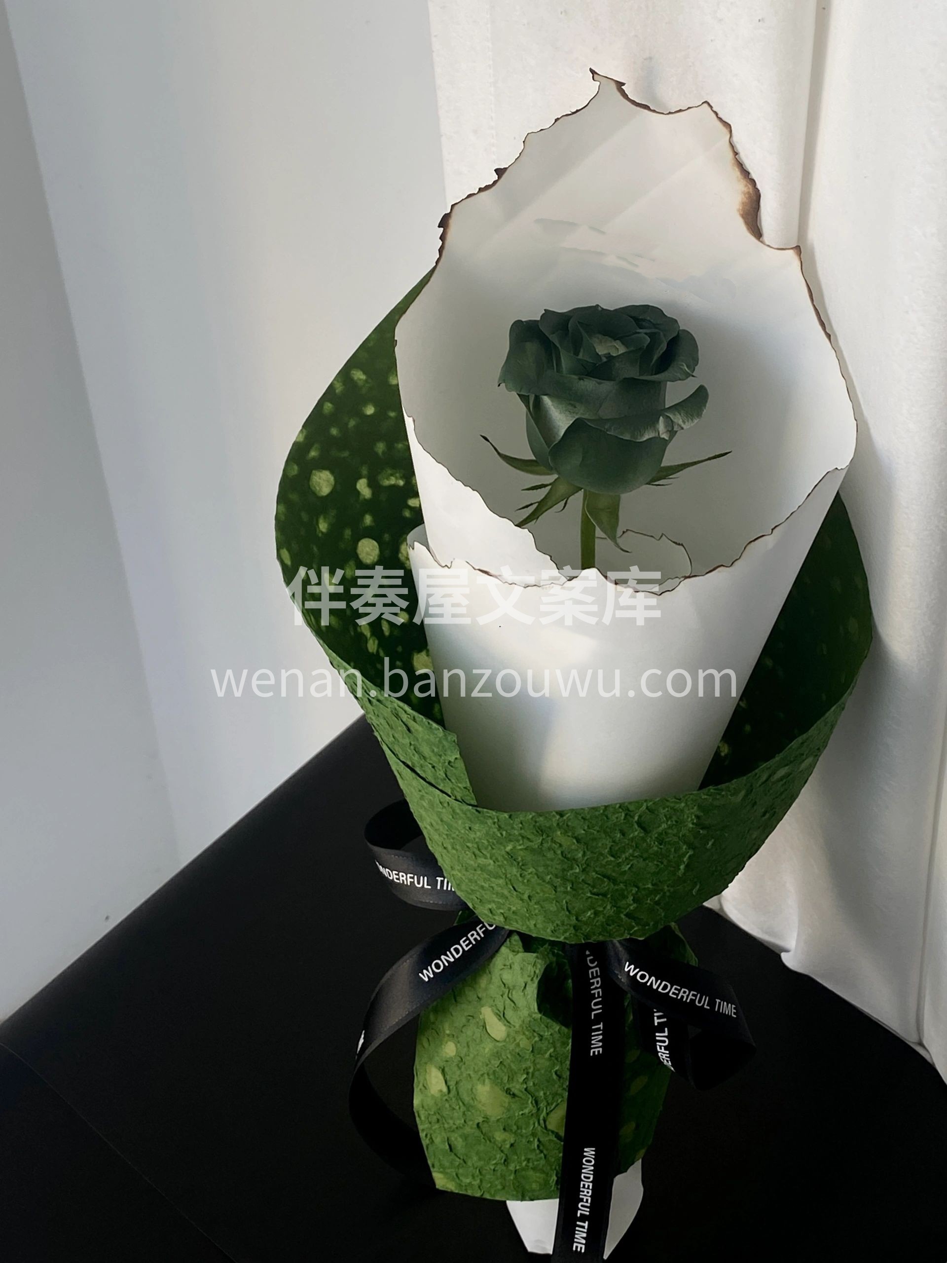 烧边苏格兰绿玫瑰花束 与众不同的苏格兰绿 配图1