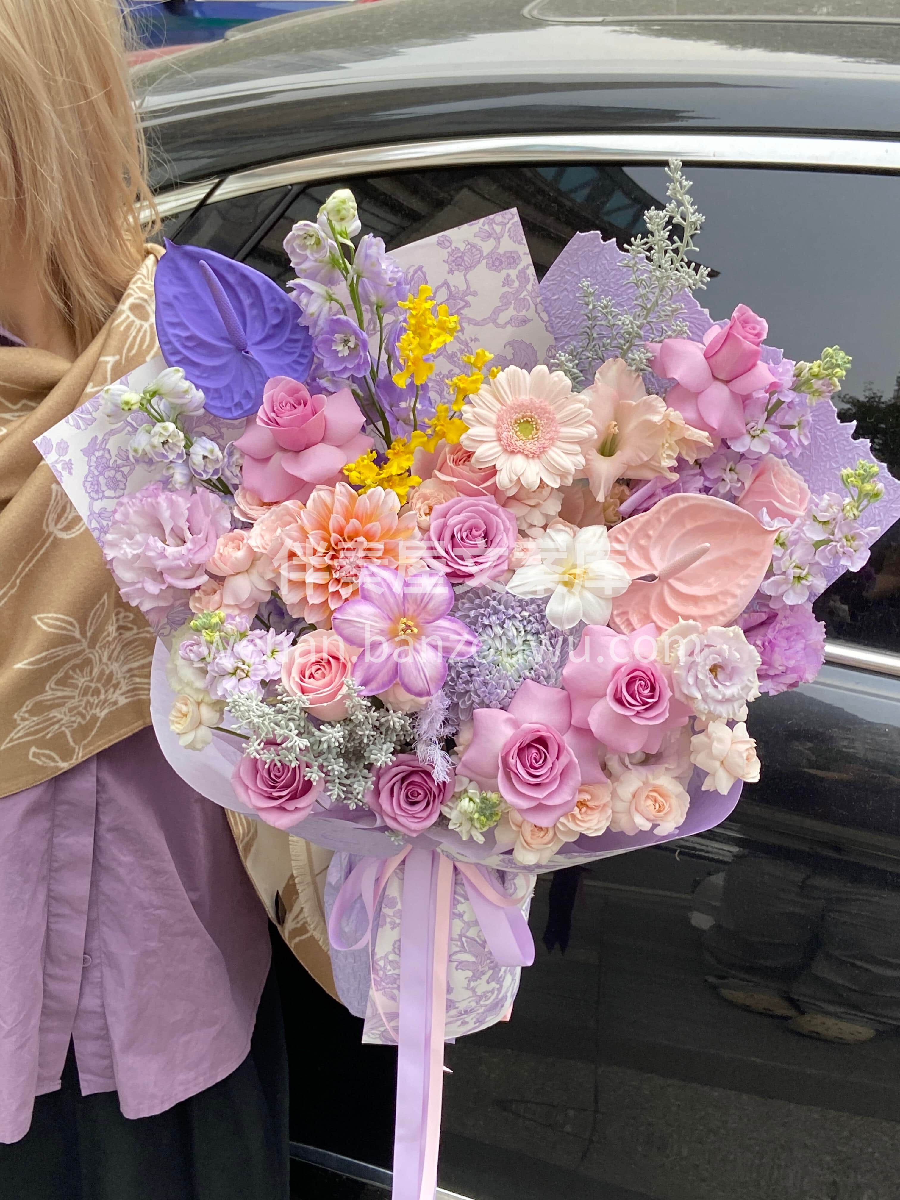 大气的粉紫混搭花束💜饱满花型很显质感🎀 送妈妈/领导都可💕既 配图2