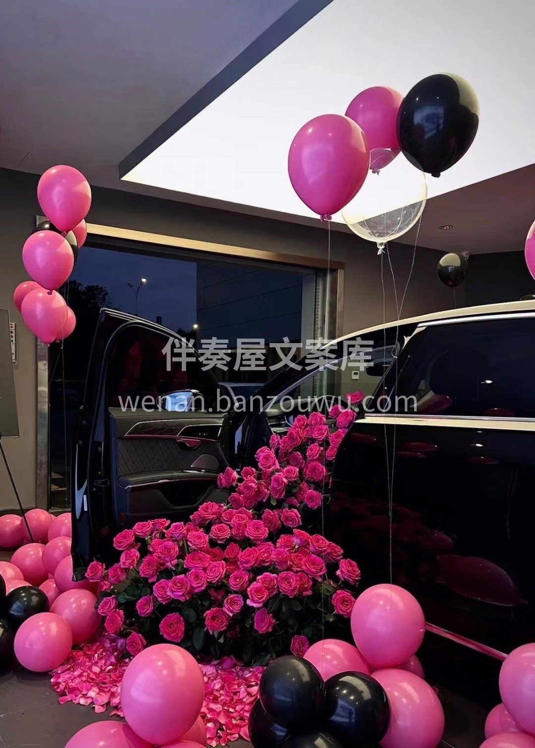 提车仪式布置 浪漫的玫瑰花瀑布😍 这样的 配图1
